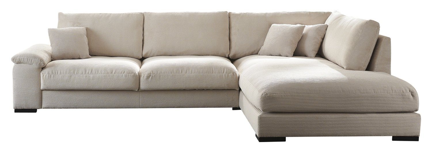 Iwaniccy Sofa ANGEL, B 333 cm, Creme, Cord, Metallfüße, Schaumstoffpolsterung mit Nosagunterfederung