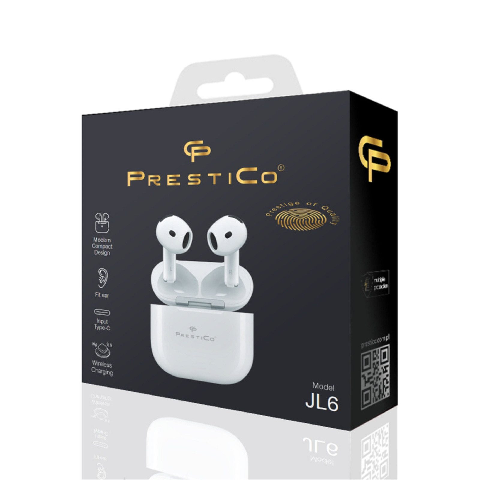 PrestiCo JL6 AIR BLUE PRO X6 weiß Bluetooth-Kopfhörer (Positionierungsfunktion, Bluetooth, TWS, Stereo, 4h Spielzeit, USB-C, ergonomisch) – Bild 4 von 5
