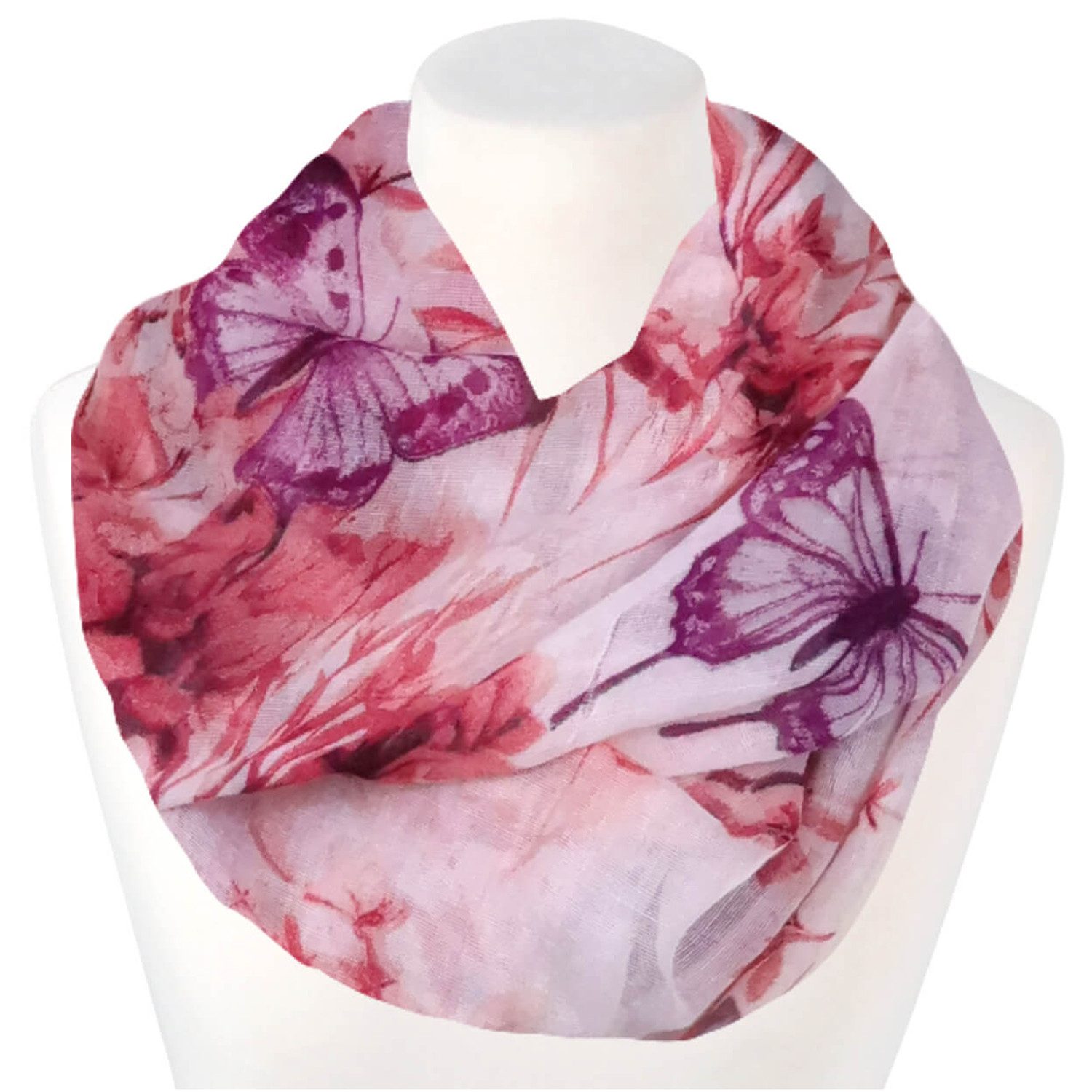 chic4home Loop Voyage Vibes, (1-St. 1-teilig), Damen Loop-Schal Schlauchschal Schmetterling Muster