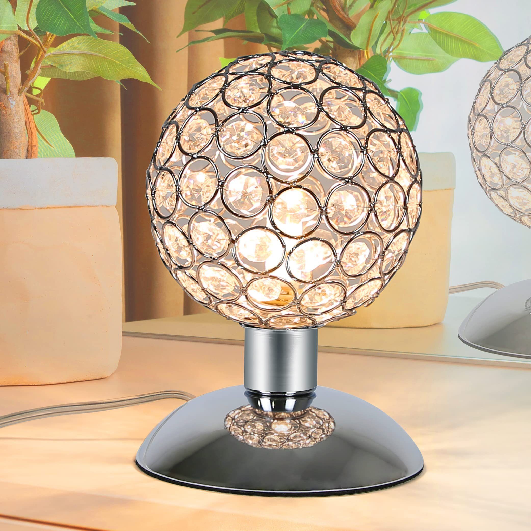 LED Deko Klein, Tischlampe LED Tischleuchte Metall Kristall Design wechselbar, Warmweiß ZMH Modern G9