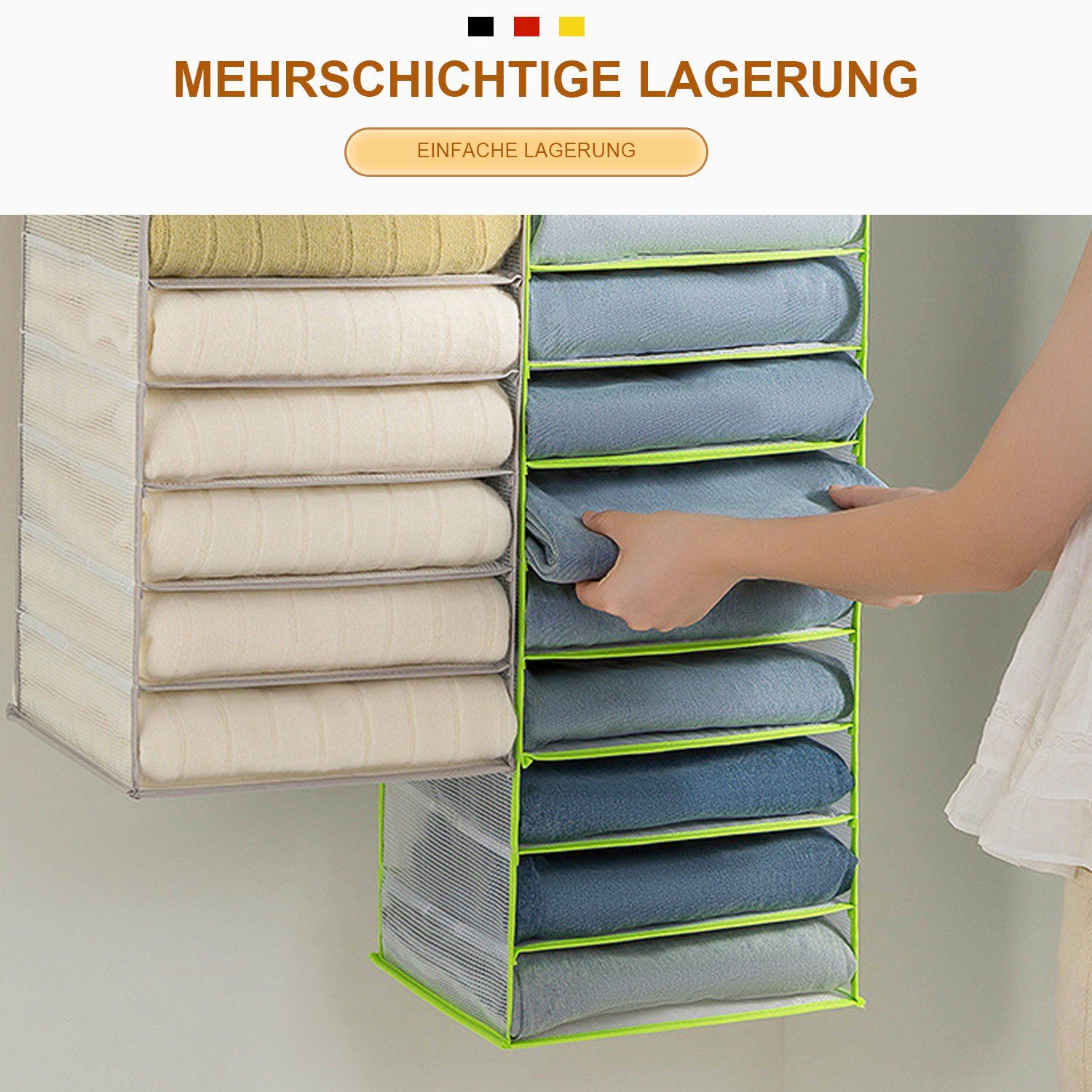 Stoffschrank Kleiderschrank Hängeregal Hängender Hängeaufbewahrung MAGICSHE Organize, grün