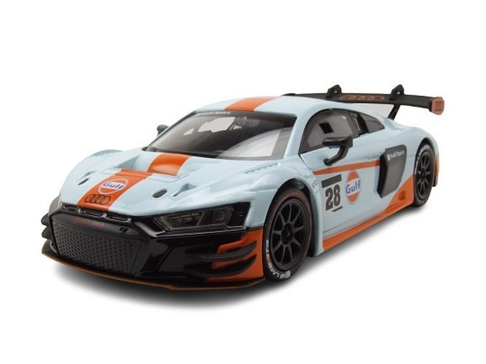 Motormax Modellauto Audi RS8 LMS GT3 #28 Gulf hellblau orange, Maßstab 1:24