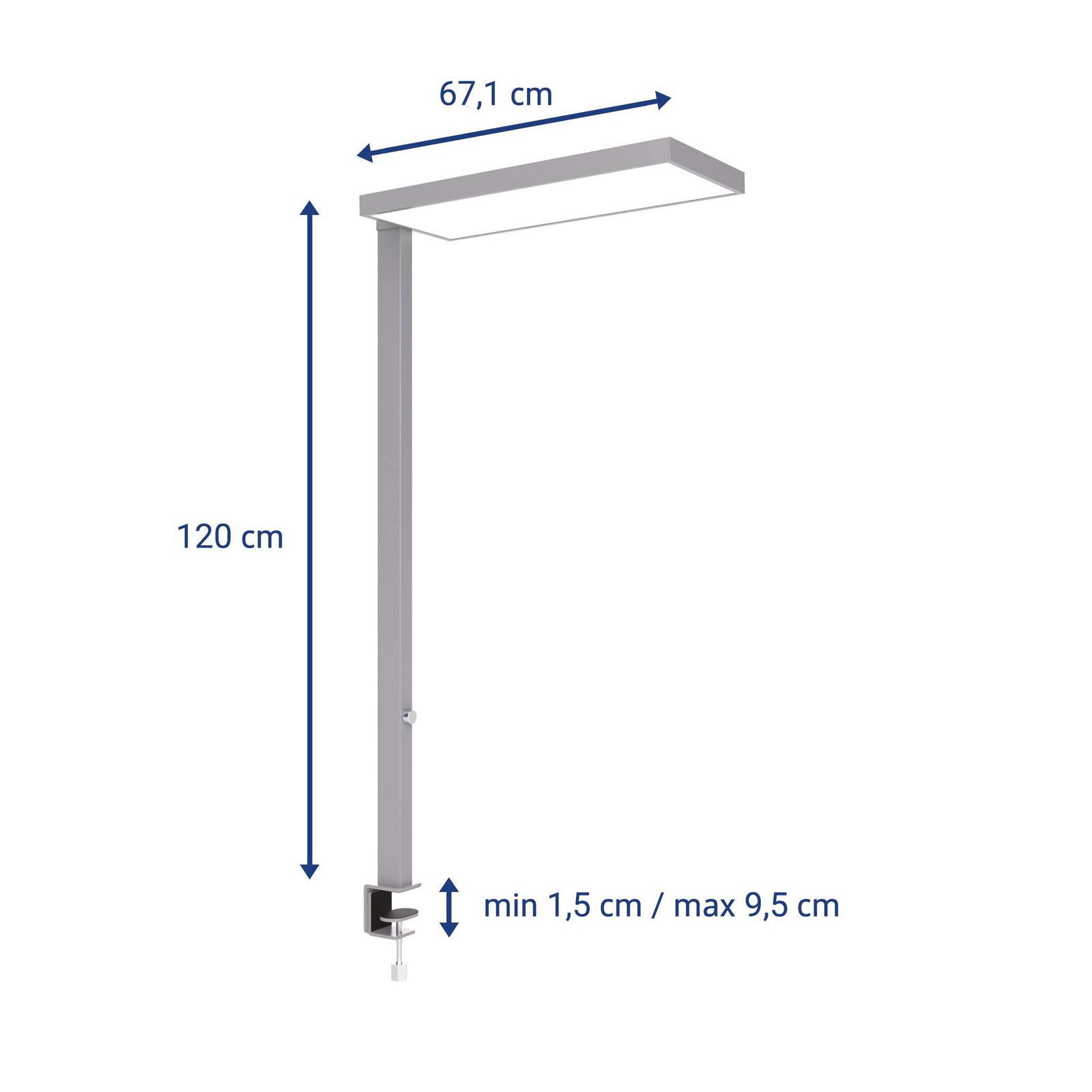 MAUL Stehlampe MAUL Standleuchte MAULjura LED 4.000 K dimmbar Klemmfuß 121 cm silber, LED wechselbar