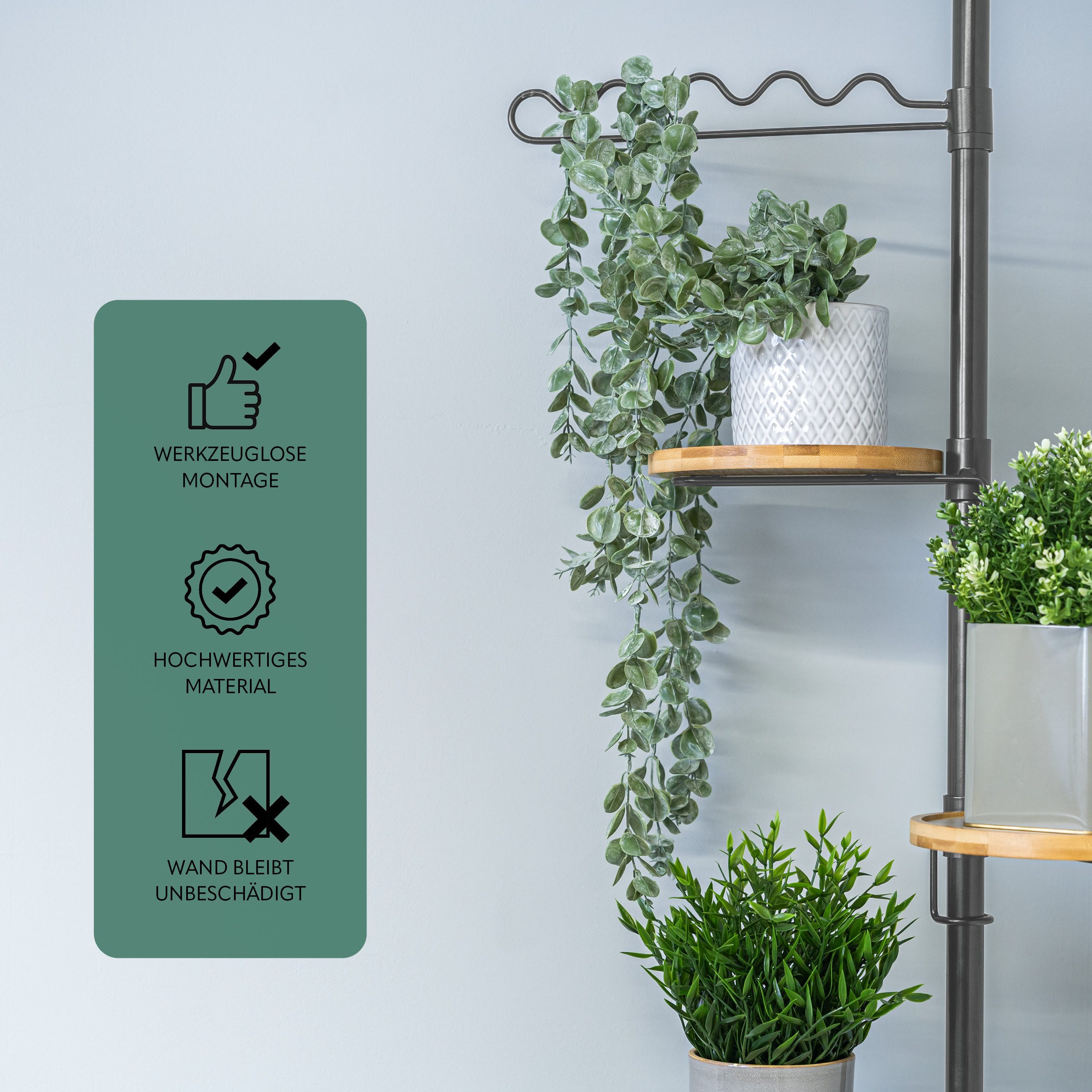 bremermann Blumenständer Teleskop-Blumenregal mit 4 Bambus-Ablagen