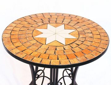 DanDiBo Gartentisch Tisch Mosaik Metall Mosaiktisch Ø 60 cm 12001 Gartentisch Mediterran Wetterfest Bistrotisch Beistelltisch Garten mit Naturstein