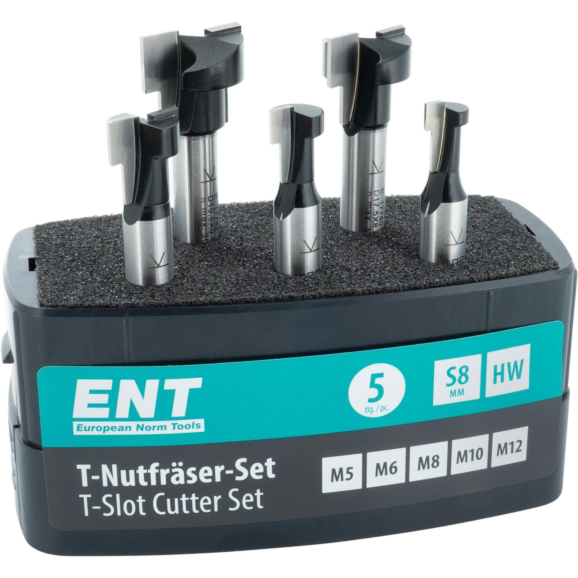 ENT European Norm Tools T-Nutfräser 09055 5-tlg. T-Nutfräser-Set, Hartmetall