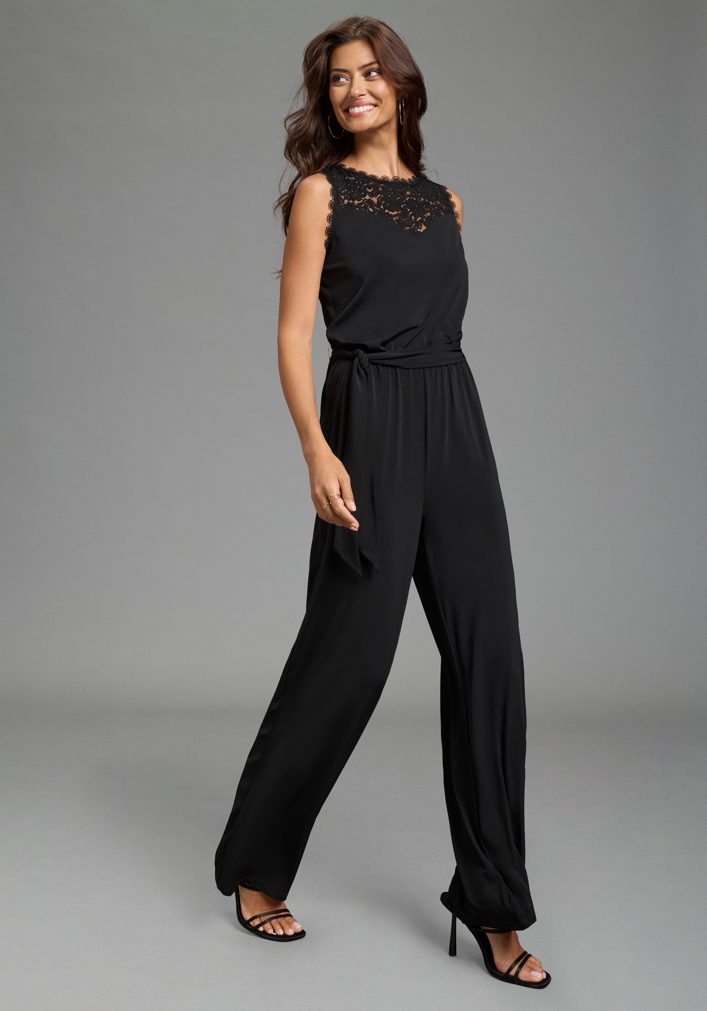 Laura Scott Jumpsuit klassische und elegante Passform mit Spitze, ärmellos – Bild 5 von 5
