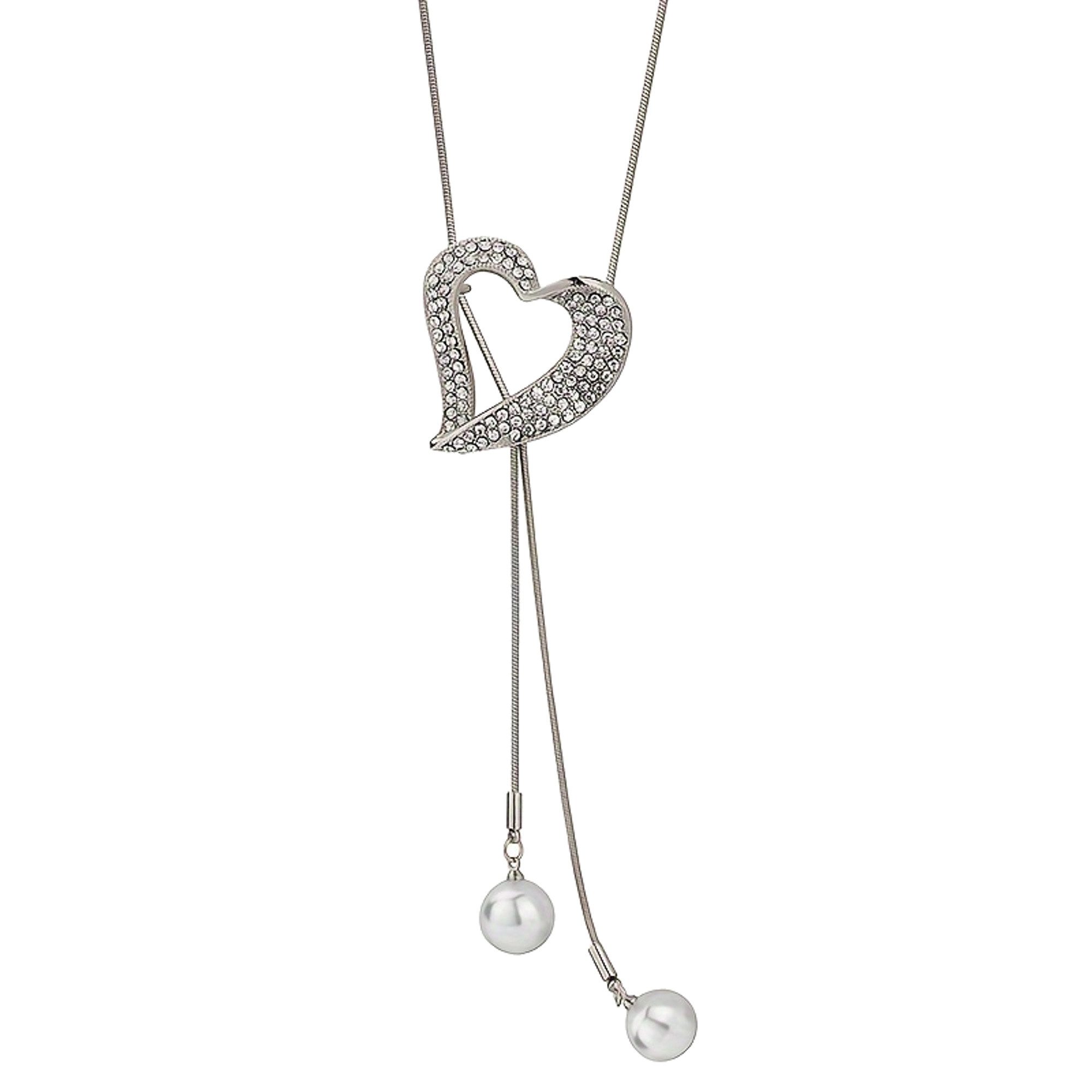 Lange Kette Damen Pulloverkette Herz 86 cm Gold od. Silber