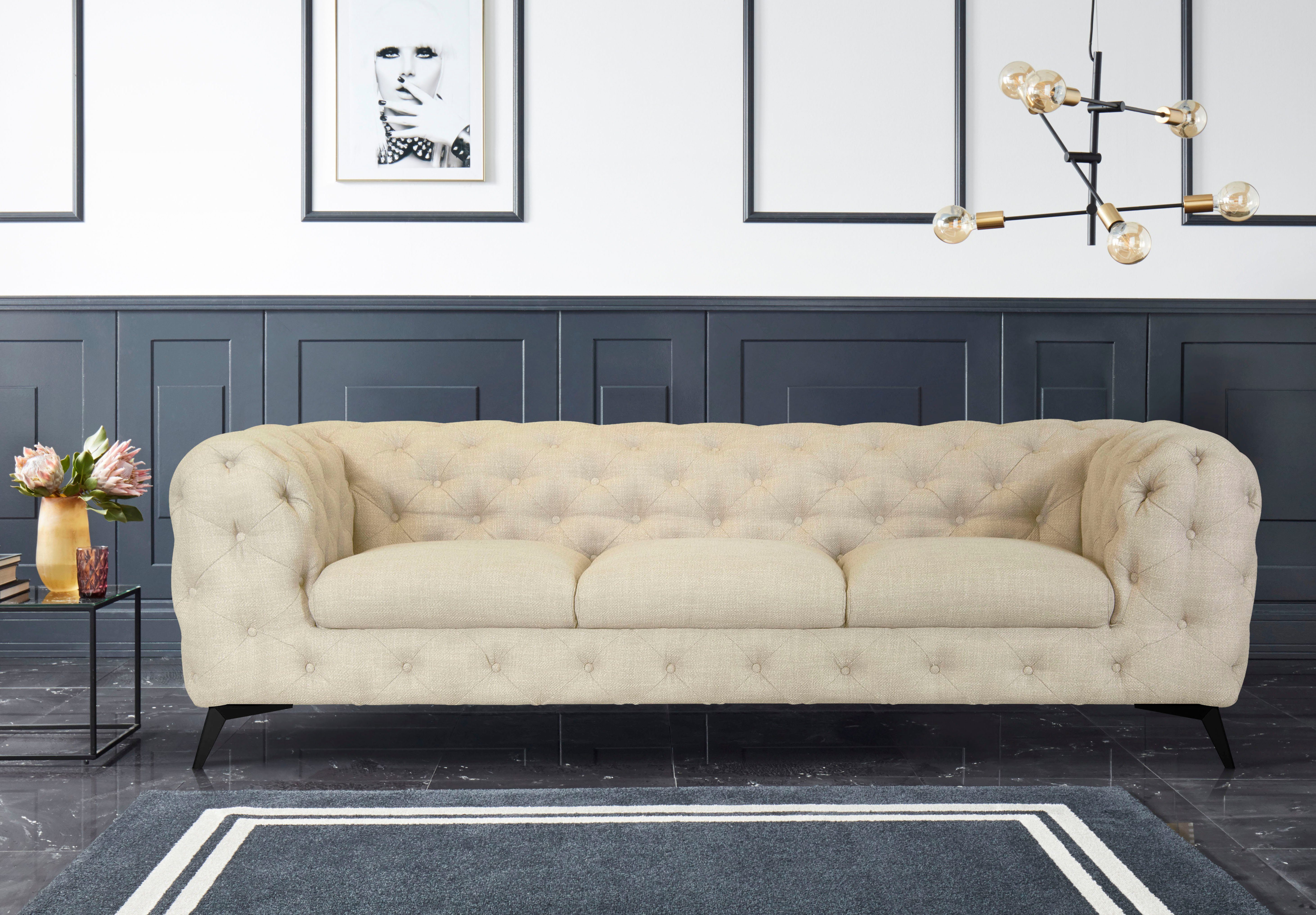 Home affaire Chesterfield-Sofa Glynis, aufwändige Knopfheftung, moderne Chesterfield Optik, Fußfarbe wählbar