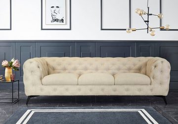 Leonique Chesterfield-Sofa Glynis, aufwändige Knopfheftung, moderne Chesterfield Optik, Fußfarbe wählbar