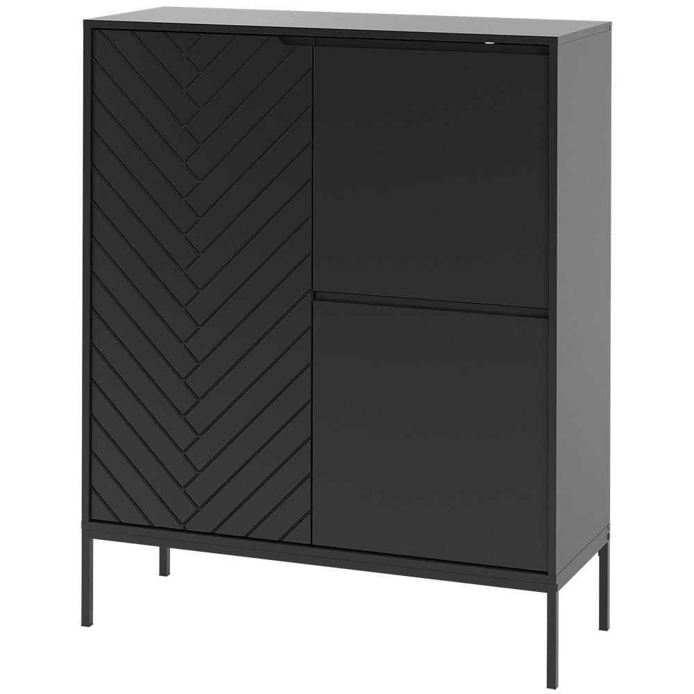 Lomadox Kommode ANGERA-140, Sideboard Wohnzimmerschrank Anrichte Highboard modern in schwarz