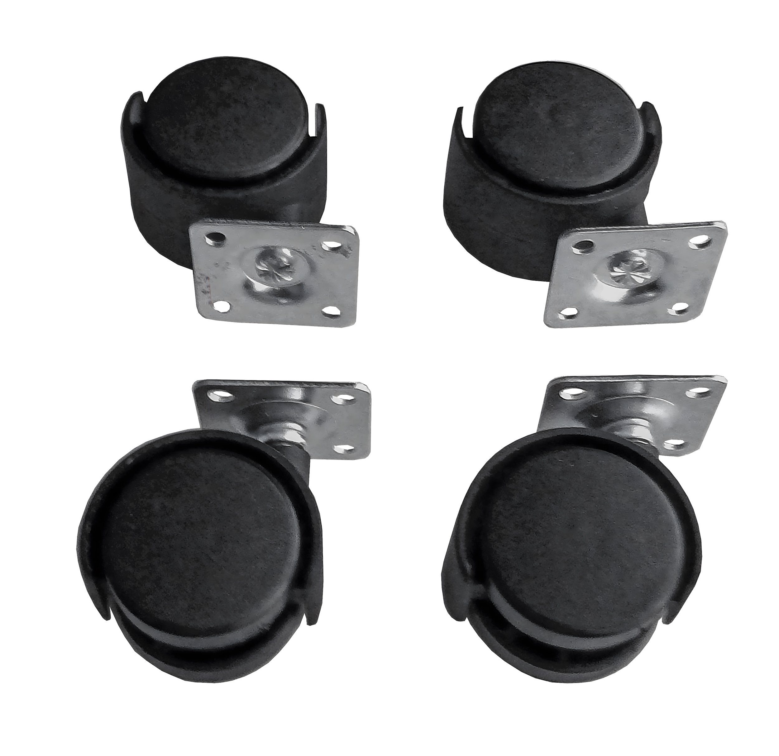 Möbelrolle 4x MÖBELROLLEN - Ø 40mm mit Anschraubplatte Schwarz Lenkrollen 65