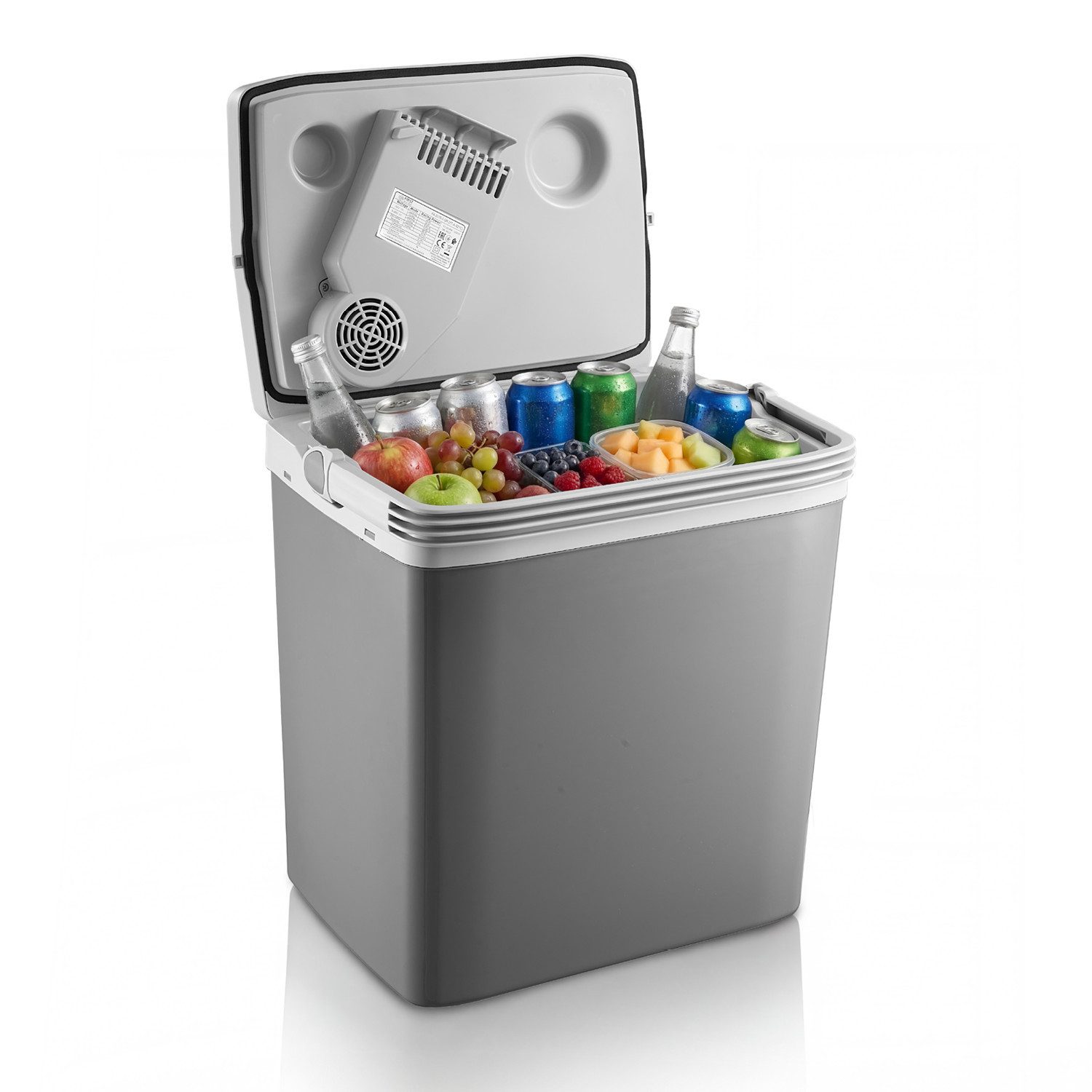 TZS FIRST AUSTRIA Elektrische Kühlbox 25L, Kühlbox, 12V /230V Anschluss, 12-V-Stecker fürs Auto, für Camping, Festivals, Reisen, mit Kühl- und Warmhaltefunktion