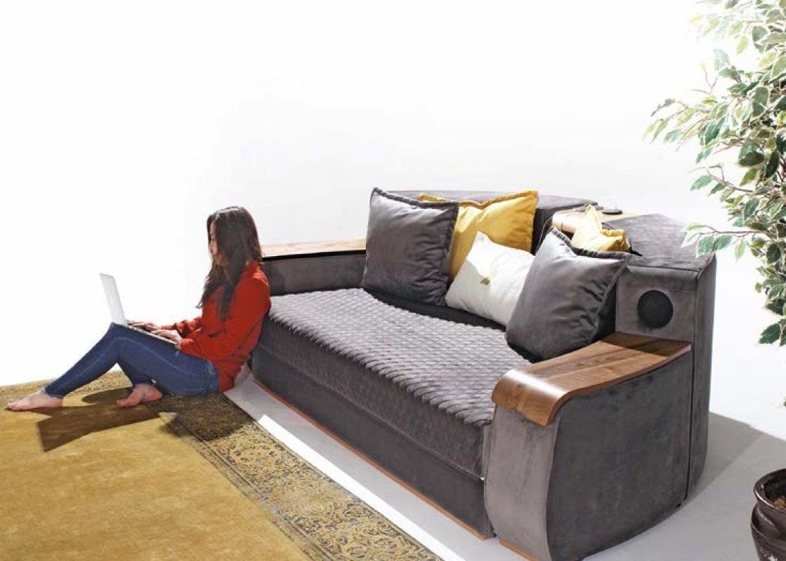 JVmoebel Schlafsofa Luxus Sofa Runde Möbel Multifunktionelles Couch Stoff  Schlafsofa