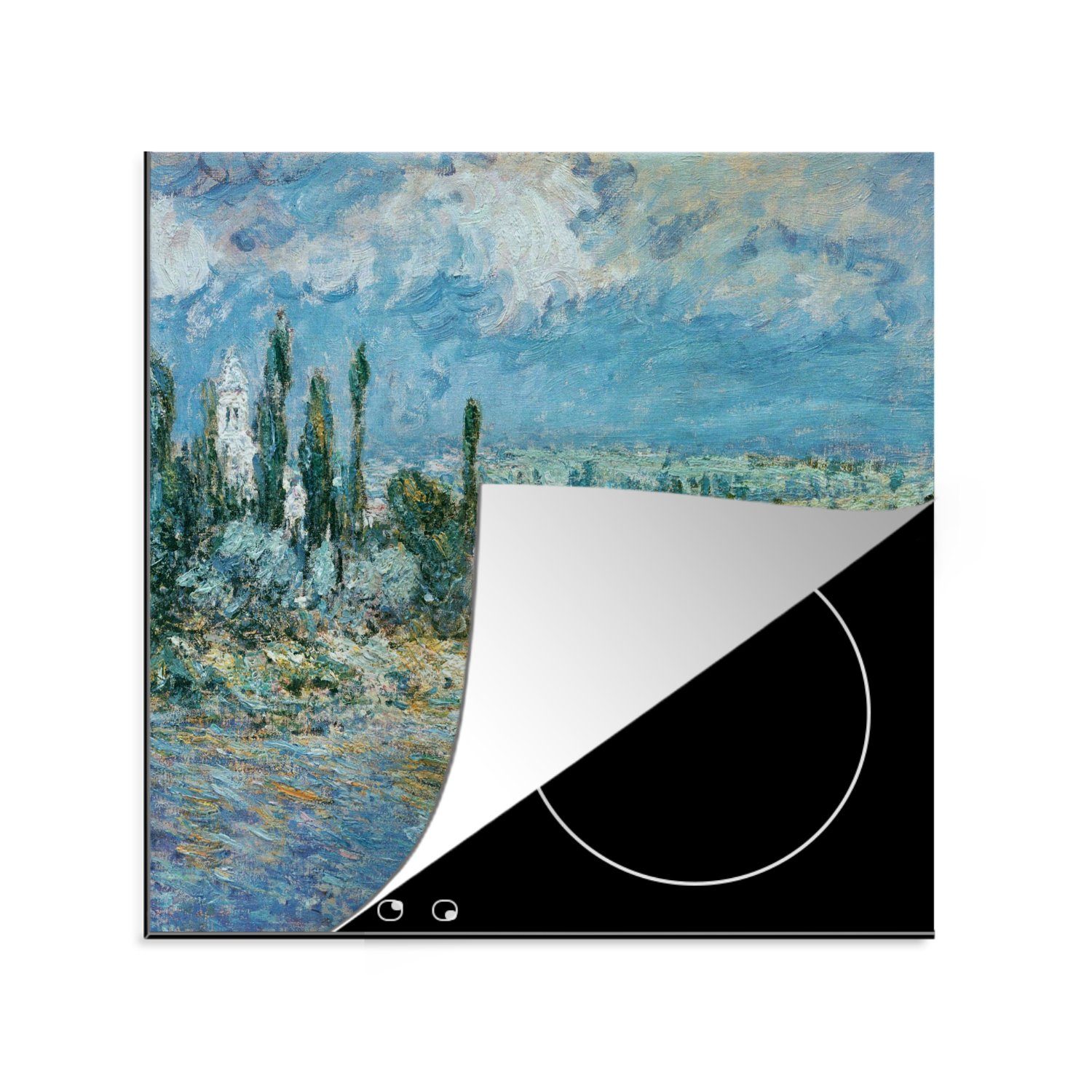 MuchoWow Herdblende-/Abdeckplatte Landschaft mit Gewitter - Claude Monet, Vinyl, (1 tlg), 78x78 cm, Ceranfeldabdeckung, Arbeitsplatte für küche