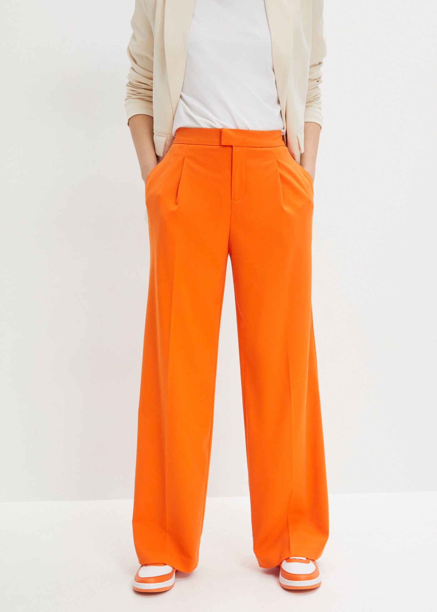 bonprix Bundfaltenhose aus Polyester, Viskose und Elasthan, Loose Fit, festlicher Stil