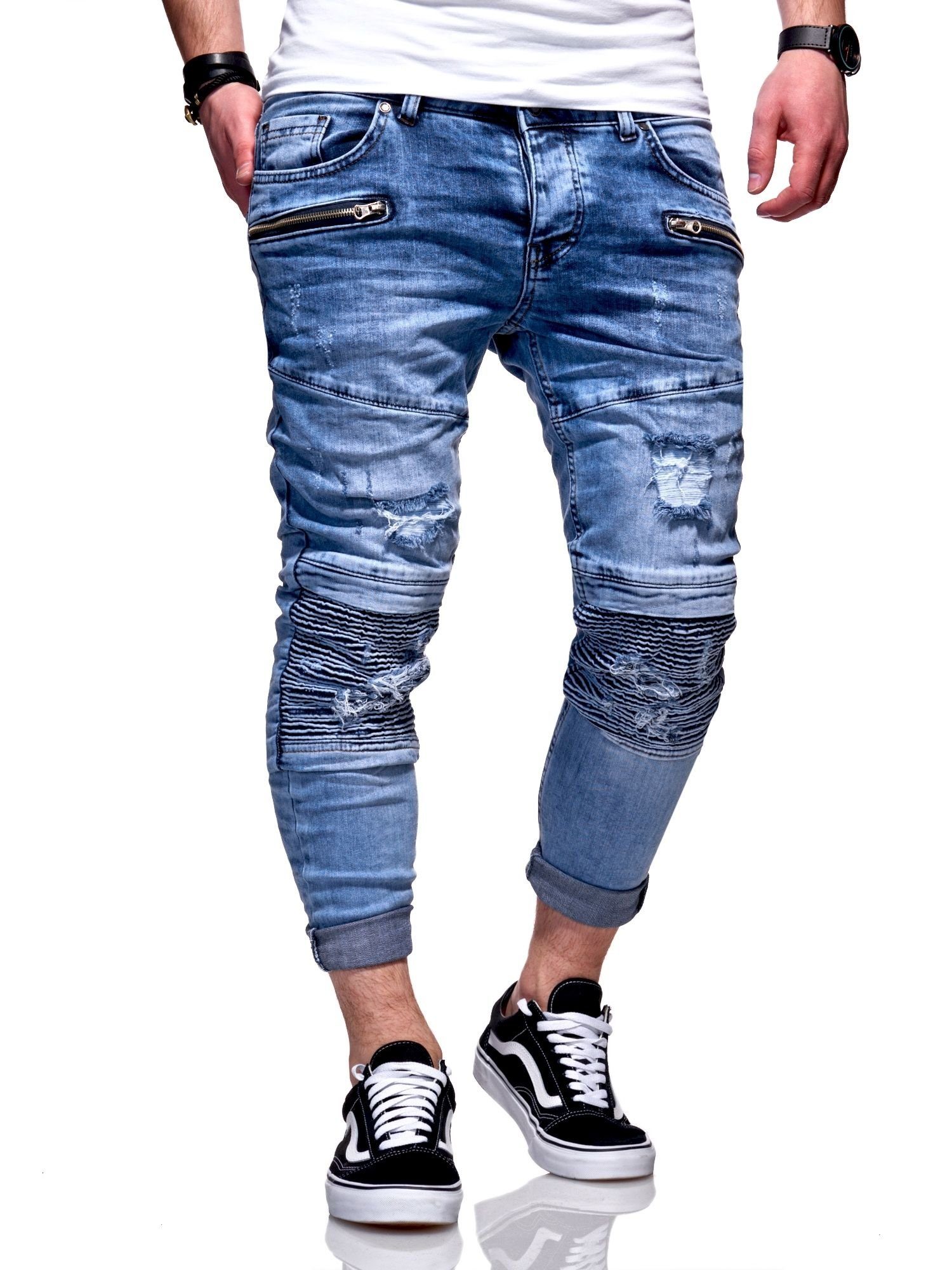 behype PHARREL Slim-fit-Jeans mit Reißverschluss-Elementen coolen