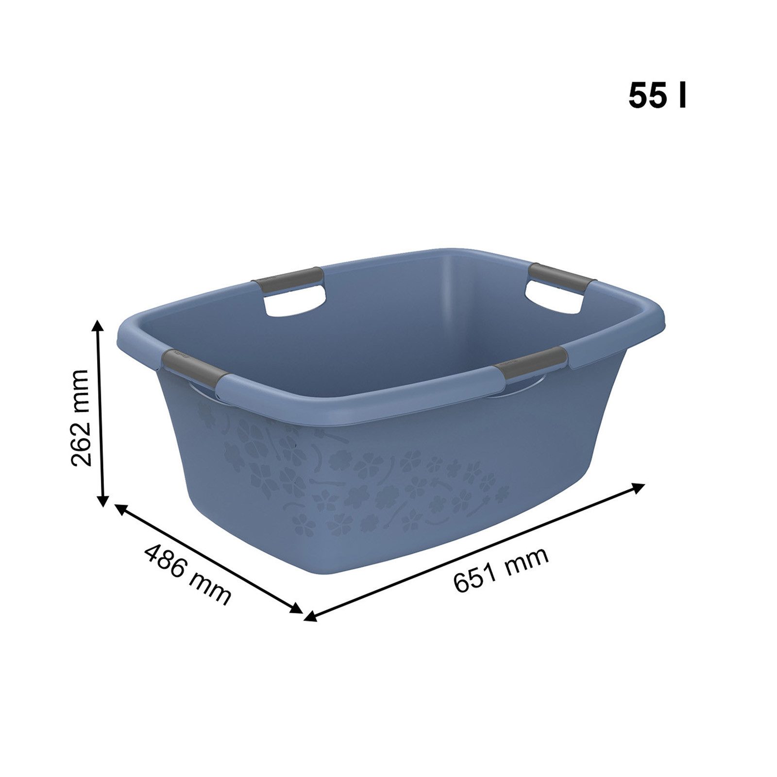 ROTHO Wäschekorb Flowers Wäschewanne 50l mit 4 Griffen, Kunststoff (PP), Belüftungslöcher in Blumenform ermöglichen Luftzirkulation
