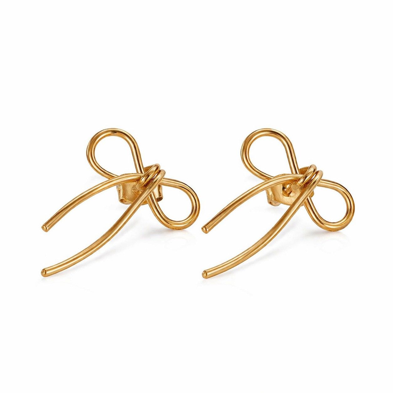 M-Diamant Ohrclip-Set Schleife Gold Edelstahl Minimalistisch Elegant Ohrschmuck, mit Schmuckbox Anti-Anlaufen