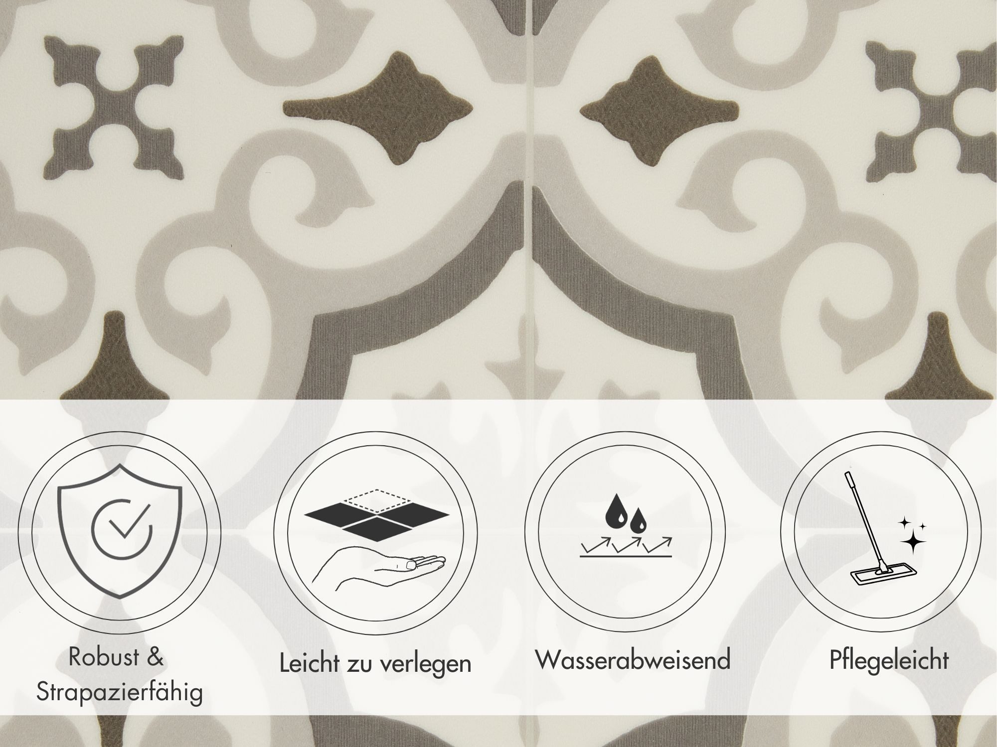 misento Vinylboden Astell in Fliesenoptik, für Feuchtraum- und Privatbereiche, PVC Bodenbelag Meterware 200/400 cm breit, Stärke 2,5 mm