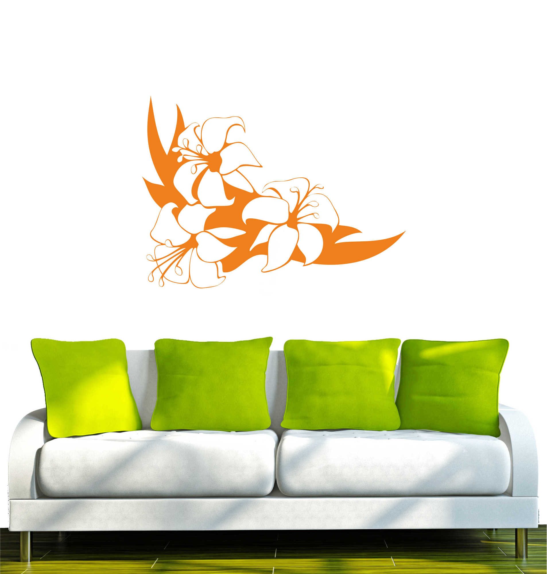 INDIGOS UG Wandtattoo Wandtattoo - Wandaufkleber - w039 Ranke Blume Deko Wandaufkleber