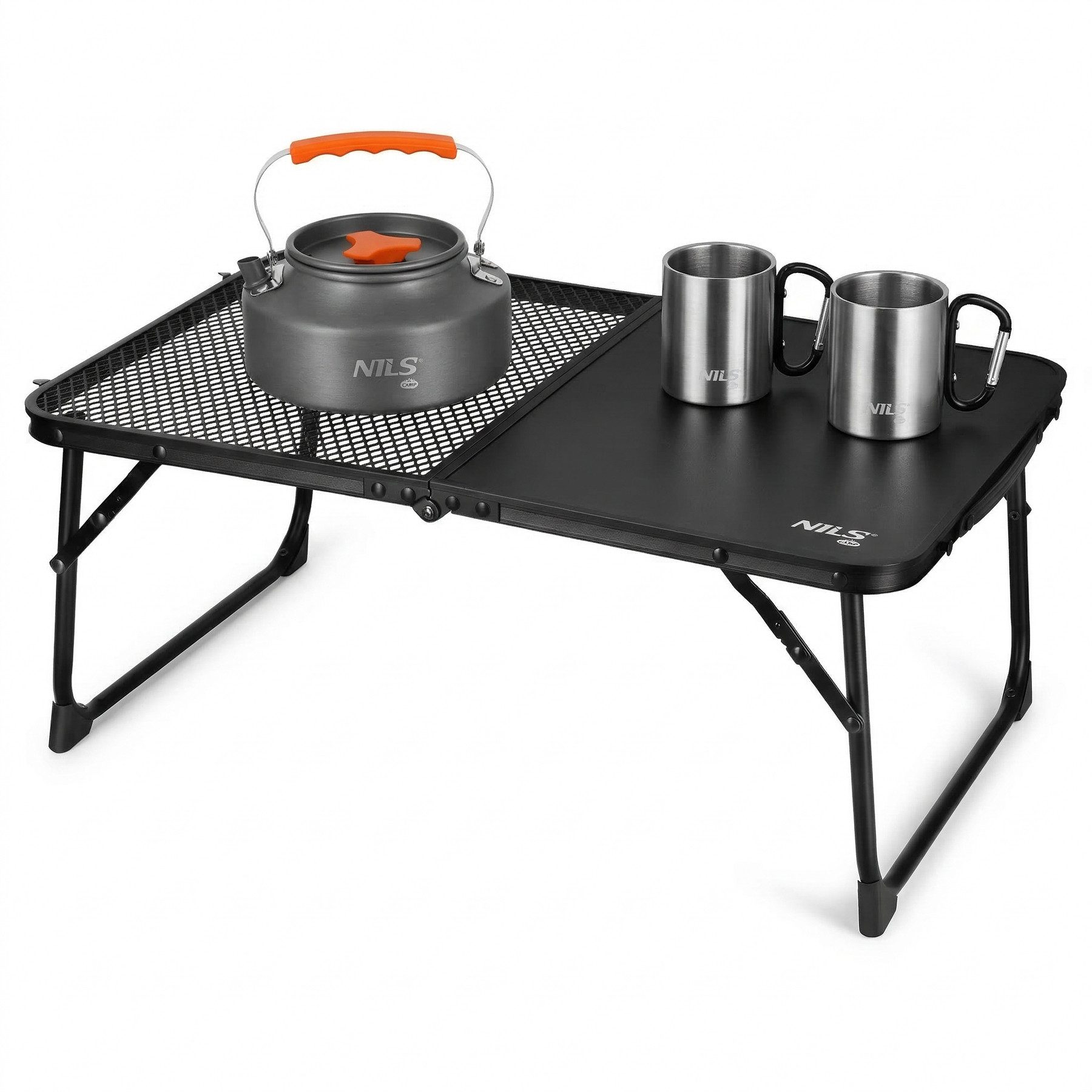 NILS CAMP Klapptisch Campingtisch Beistelltisch Falttisch (Spar-Set, 1-St., 60 x 40 x 25 cm leicht), faltbar, leicht, Tragegriff, Metallgitter