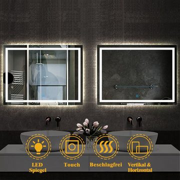 duschspa Badspiegel Badspiegel mit Beleuchtung 100cm breit Wandspiegel, Touch Beschlagfrei