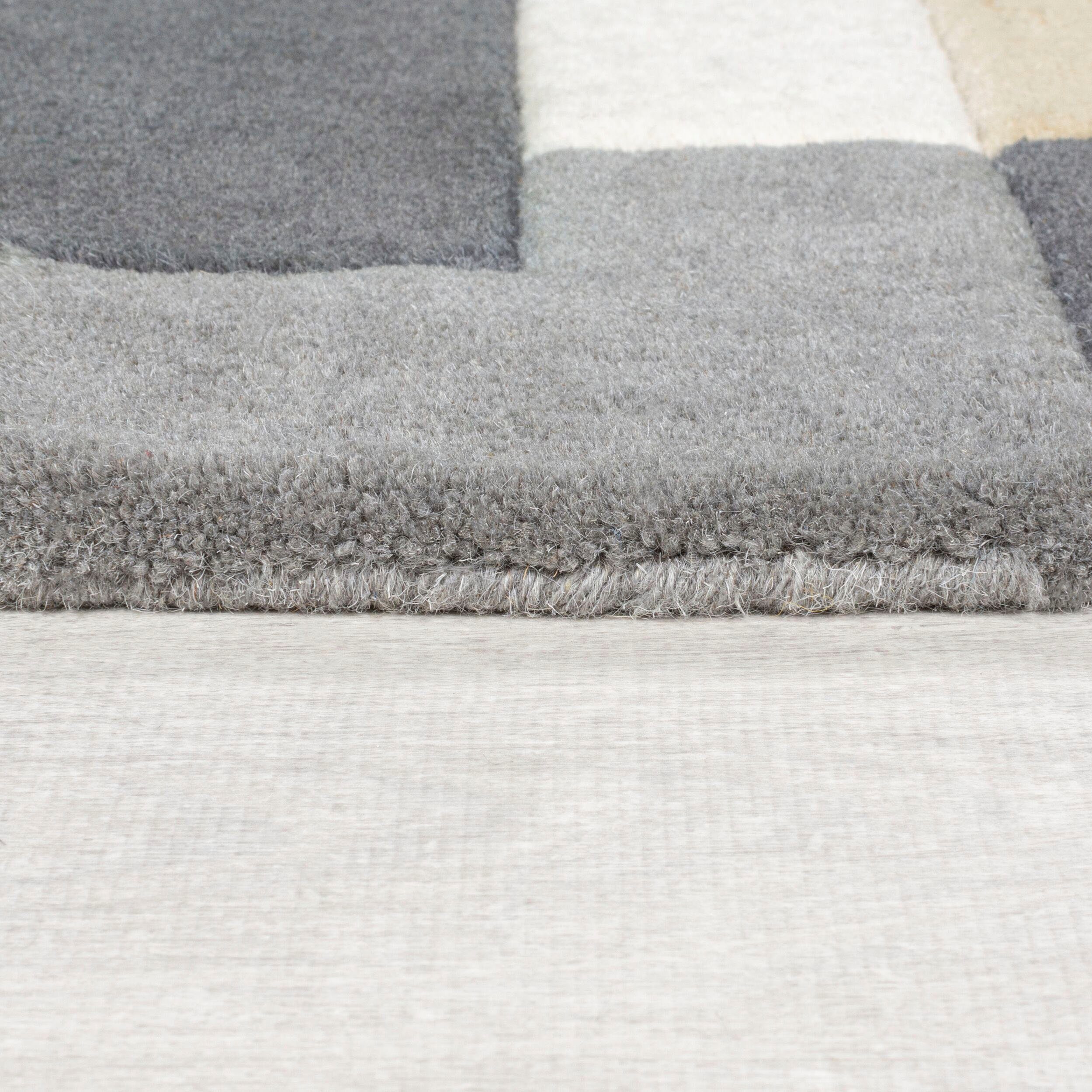 FLAIR RUGS Läufer Abstract Collage, 100% Wolle, Karo Design, rechteckig, Höhe: 11 mm, Patchwork, modern, mehrfarbig, Läufer, Wohnzimmer, Flur, Schlafzimmer