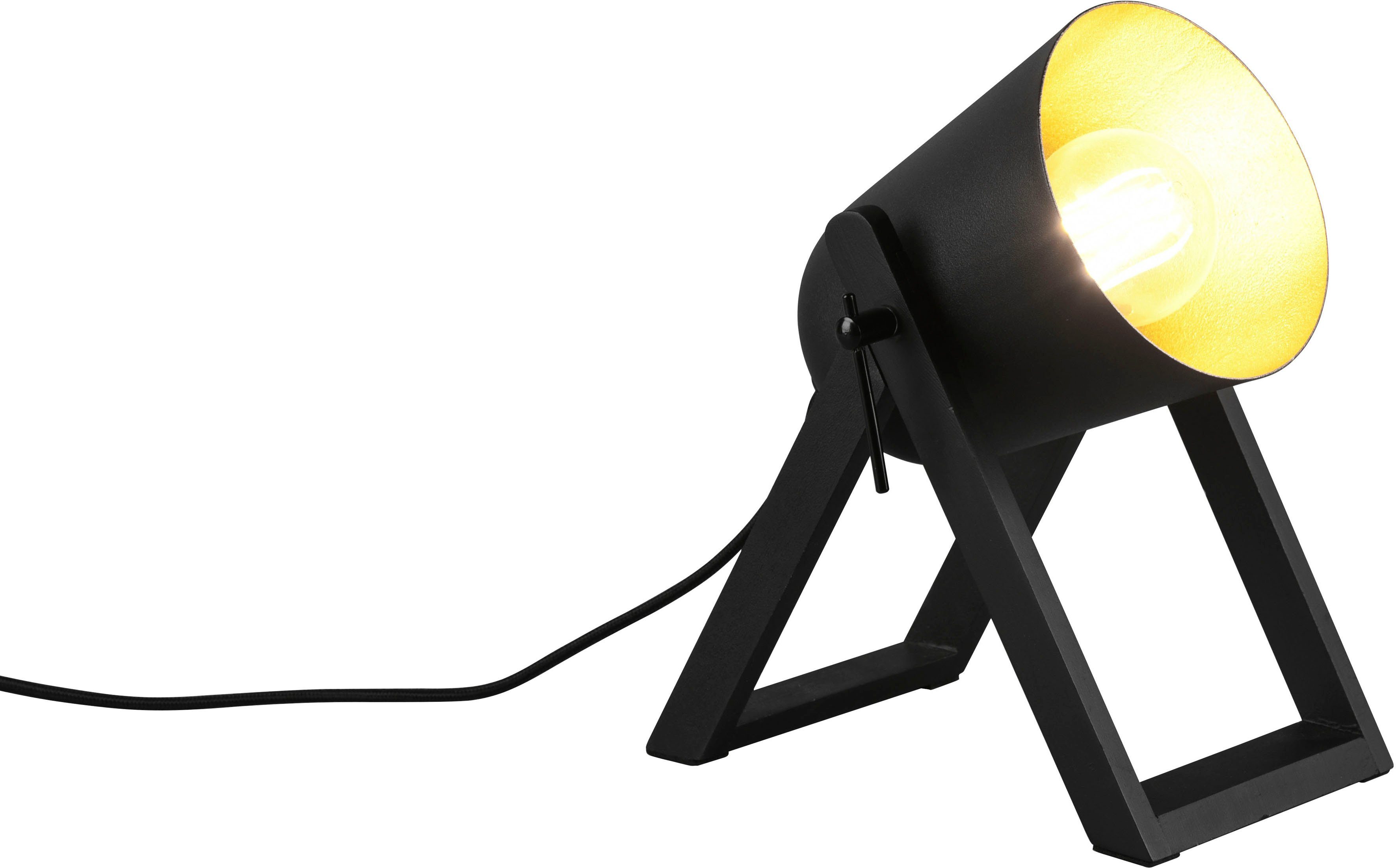 TRIO Leuchten Schreibtischlampe Marc, Ein-/Ausschalter, ohne Leuchtmittel, warmweiß - kaltweiß, Holz-Tischleuchte Metallschirm, Winkel verstellbar exkl 1xE27 max 25W | Tischlampen