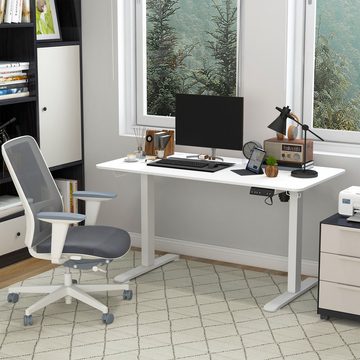 Vinsetto Schreibtisch Höhenverstellbares Stehpult mit 2 Haken, elektrisch (Laptoptisch, 1-St., Computertisch), für Wohnzimmer, Arbeitszimmer, Weiß