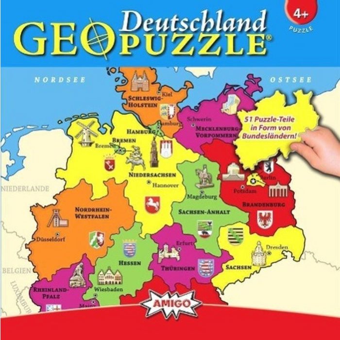 Amigo Spiel + Freizeit GmbH Puzzle Geo Puzzle - Deutschland. 51 Teile Puzzleteile