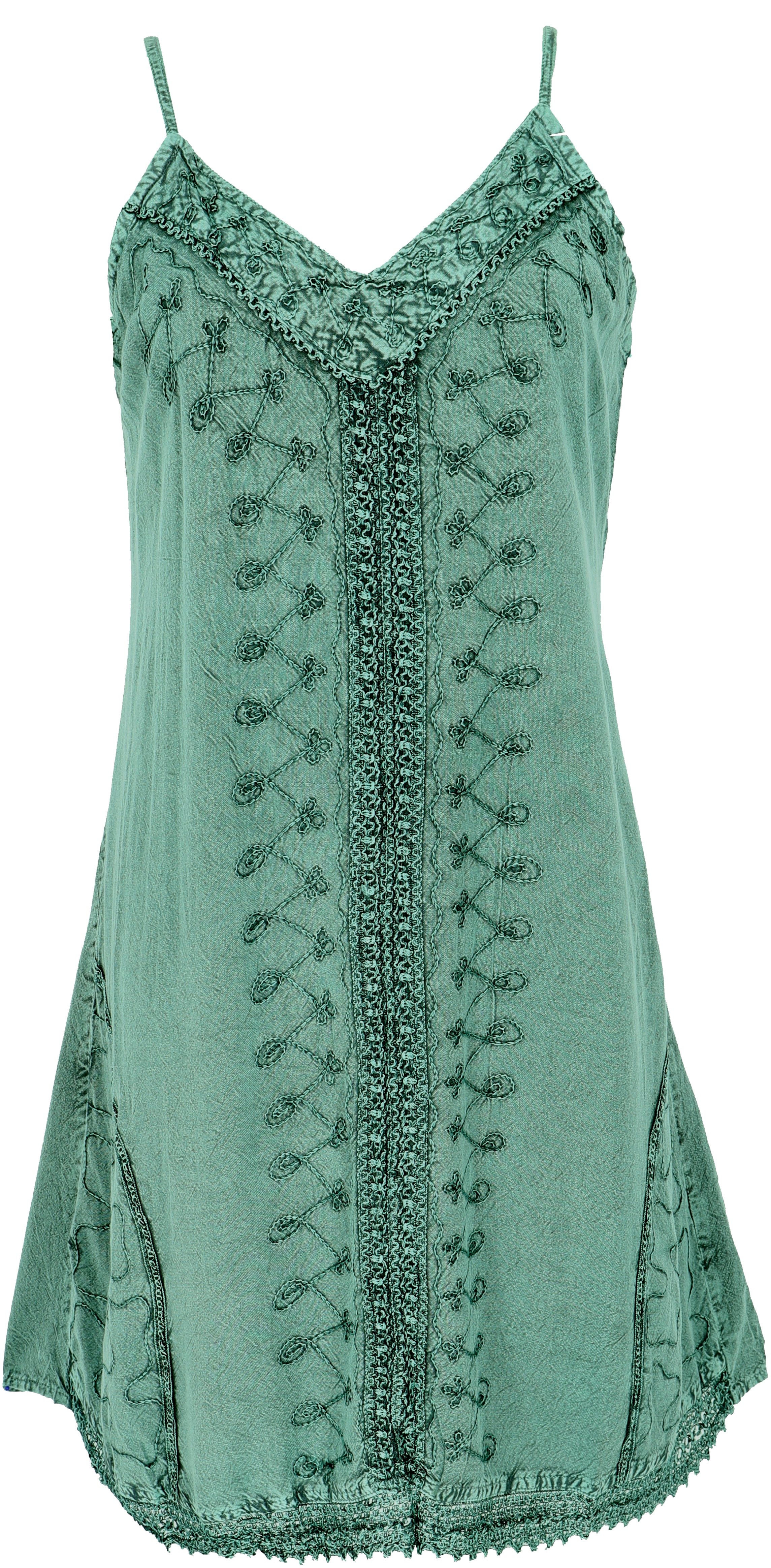 GURU-SHOP Midikleid Besticktes indisches Boho Kleid, Sommerkleid, alternative Bekleidung mehr