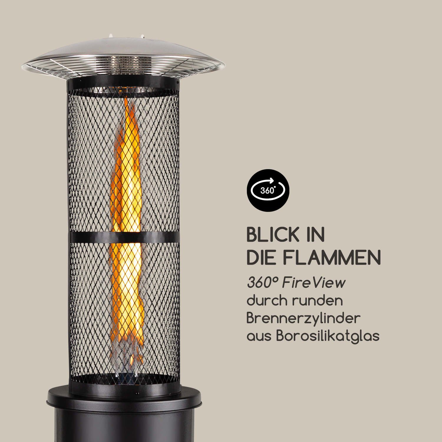 elektrische Gas Gasheizgerät Goldflame Heater, Terrassenstrahler 11200 terrassenheizstrahler W, Schwarz Outdoor blumfeldt