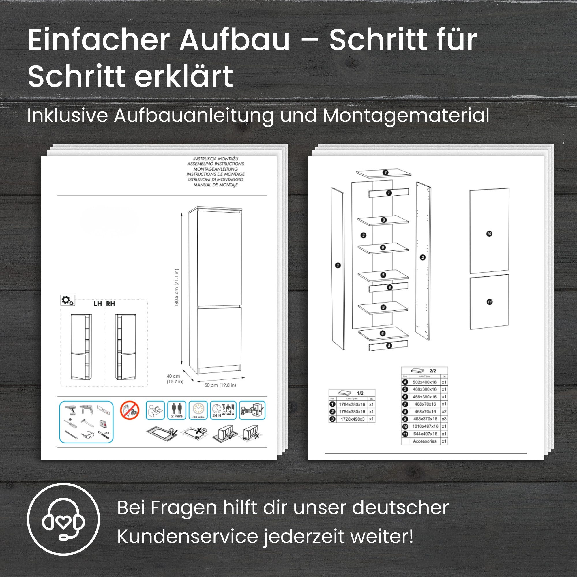 Home Collective Kleiderschrank Garderobenschrank Mehrzweckschrank Schrank platzsparend & vielseitig (50x40x180,5 cm (BxTxH), ideal für Schlafzimmer Flur & Arbei – Bild 5 von 5