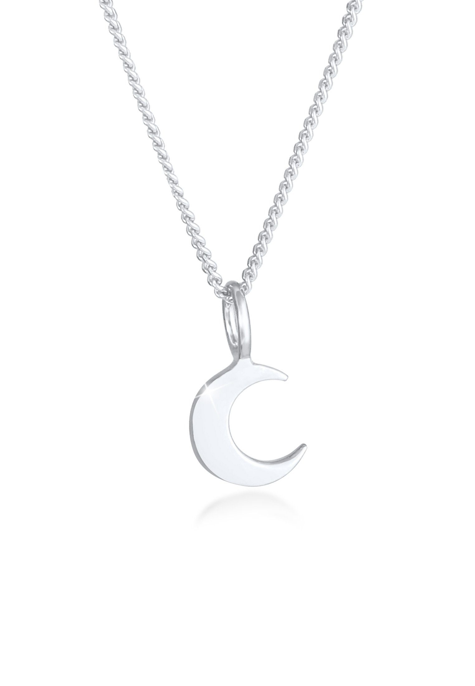Kette mit Anhänger Panzerkette Mond Halbmond Sichel Astro 925 Silber