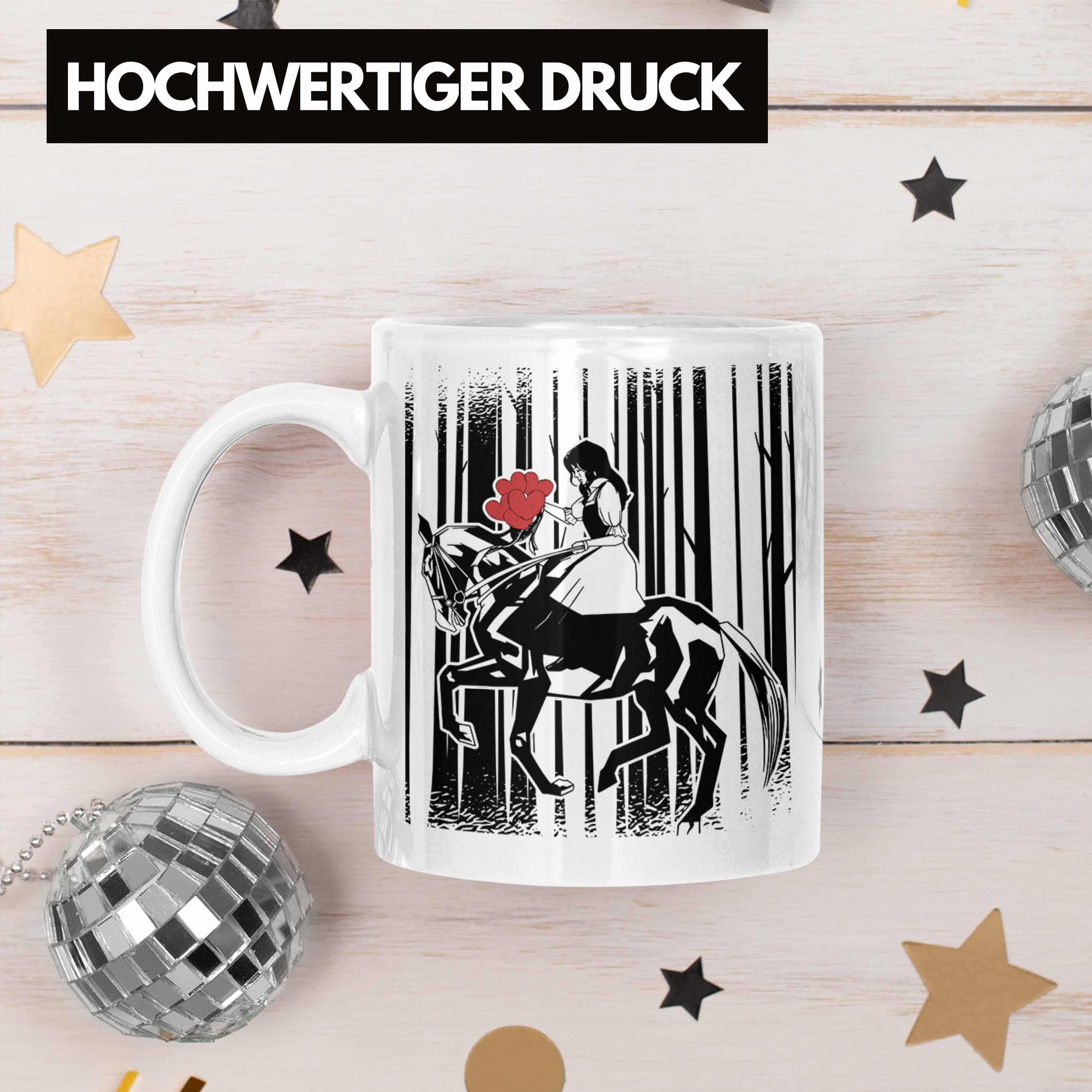 Trendation Tasse Trendation - Reiter Weiss Tasse Pferde Reiterin Pferde Grafik Geschenk Mädchen Mädchen Lustige Geschenkidee Sprüche