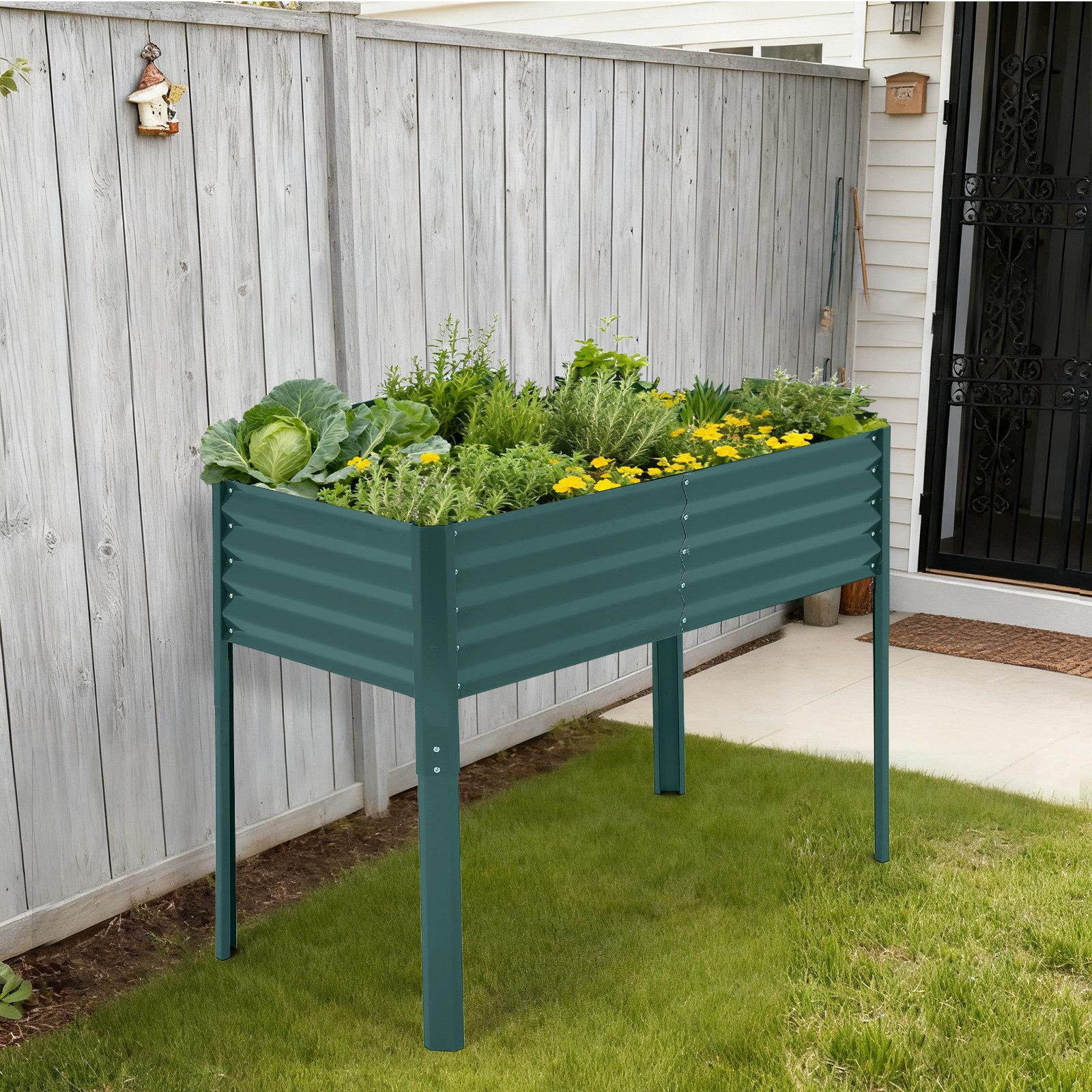 GarveeMore Hochbeet Ovales Hochbeet aus Verzinktem Stahl mit Haube und schnell aufgebaut