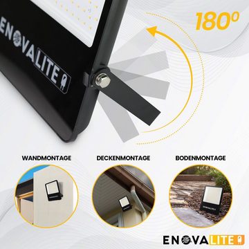 ENOVALITE LED Flutlichtstrahler LED-Fluter, 100 W, 4000 K (neutralweiß), 13000 lm, schwarz, IP65, LED fest integriert, neutralweiß