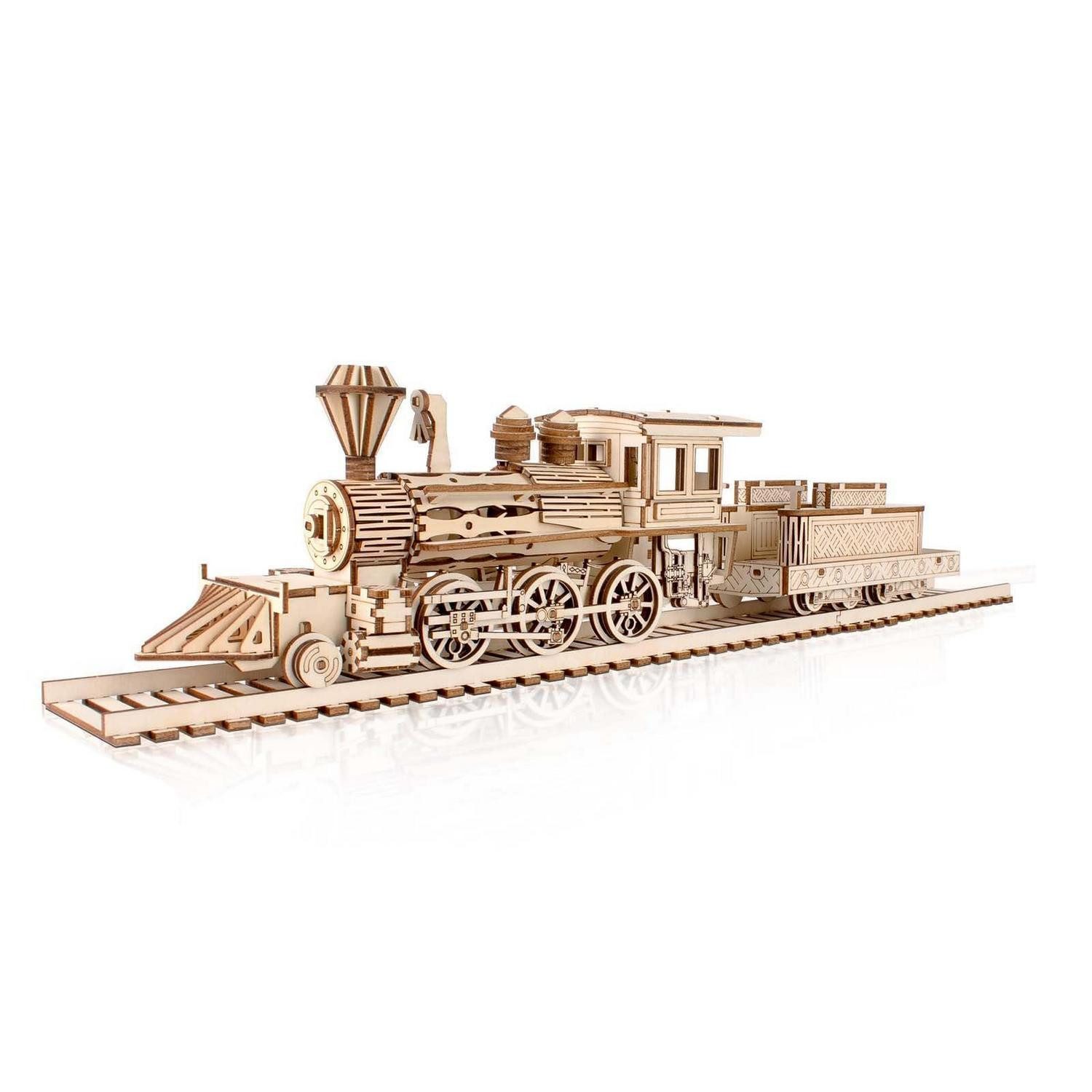 LuxusKollektion 3D-Puzzle Dampflokomotive 3D Holzpuzzle Eisenbahnmodell, Puzzleteile