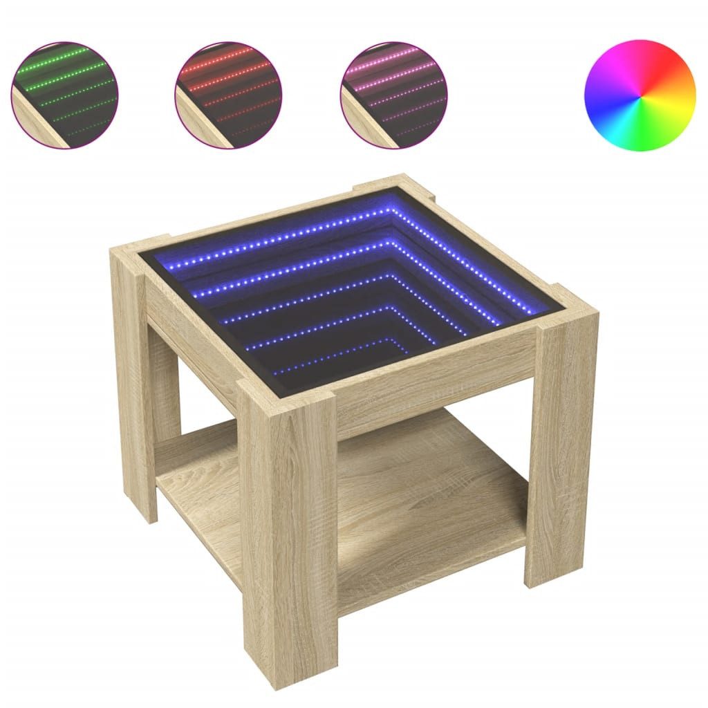 vidaXL Couchtisch LED-Couchtisch Sonoma Eiche 53x53x45 günstig online kaufen