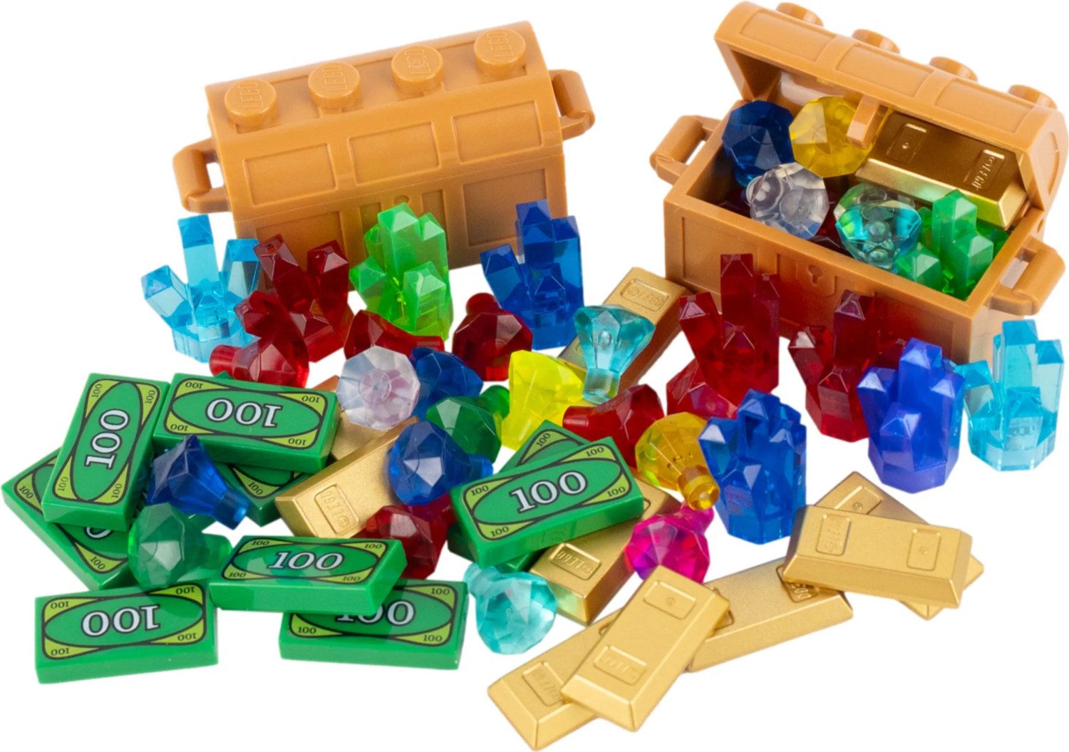LEGO® LEGO® Riesen Geld, Gold und Edelsteinschatz mit 2 Schatztruhen Spielbausteine