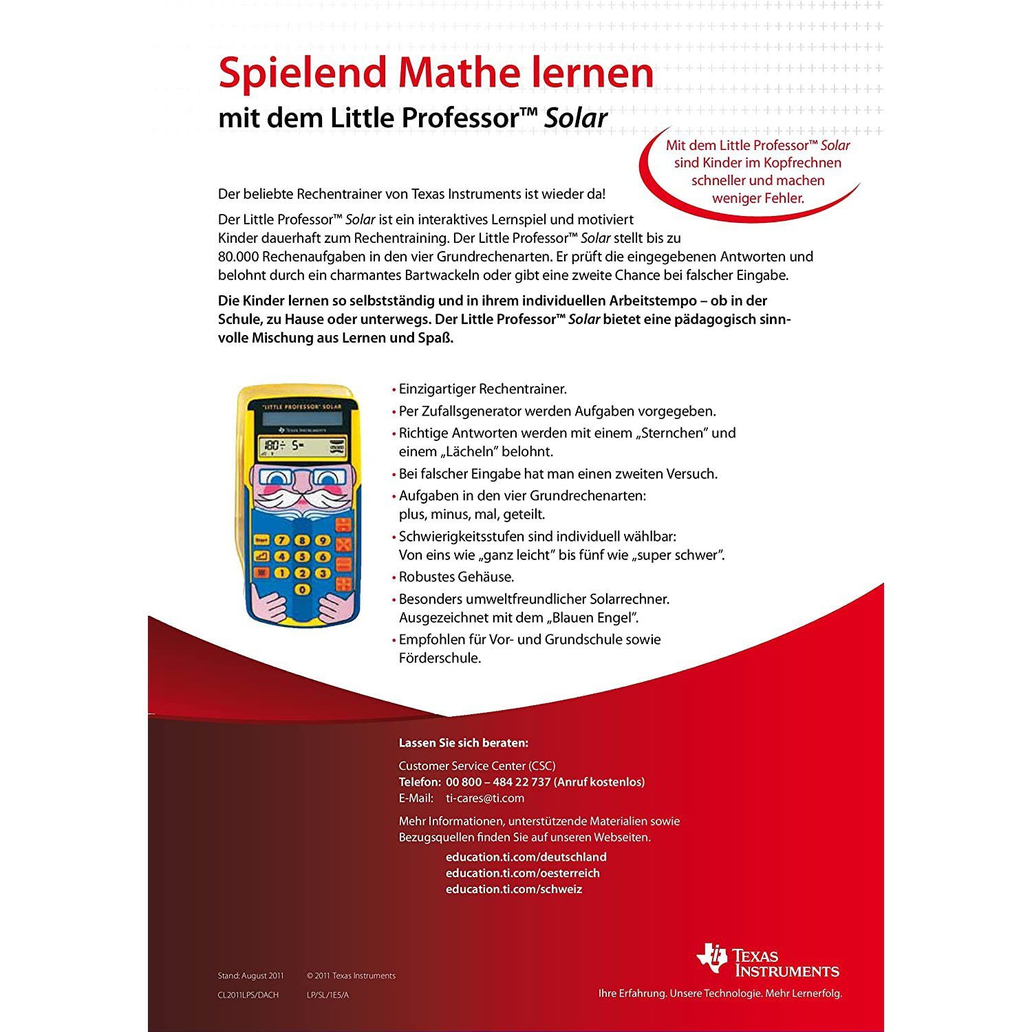 Texas Instruments Taschenrechner TEXAS INSTRUMENTS Schulrechner Little Professor Solar