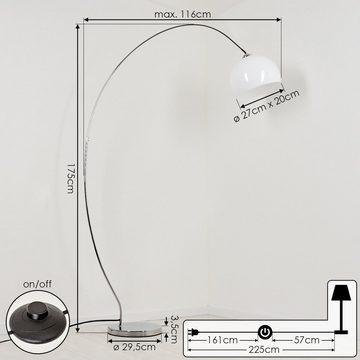 hofstein Stehlampe »Asolo« moderne Bogenleuchte aus Metall/Kunststoff in Chromfarben/Weiß, ohne Leuchtmittel, moderne Stehlampe mit Fußschalter am Kabel, 1xE27 max. 70 Watt