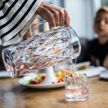 KOZIOL Wasserkaraffe Kanne 1,6 Liter CRYSTAL, (Stück, 1-tlg., 1 Kanne), Krug Karaffe Kunststoff