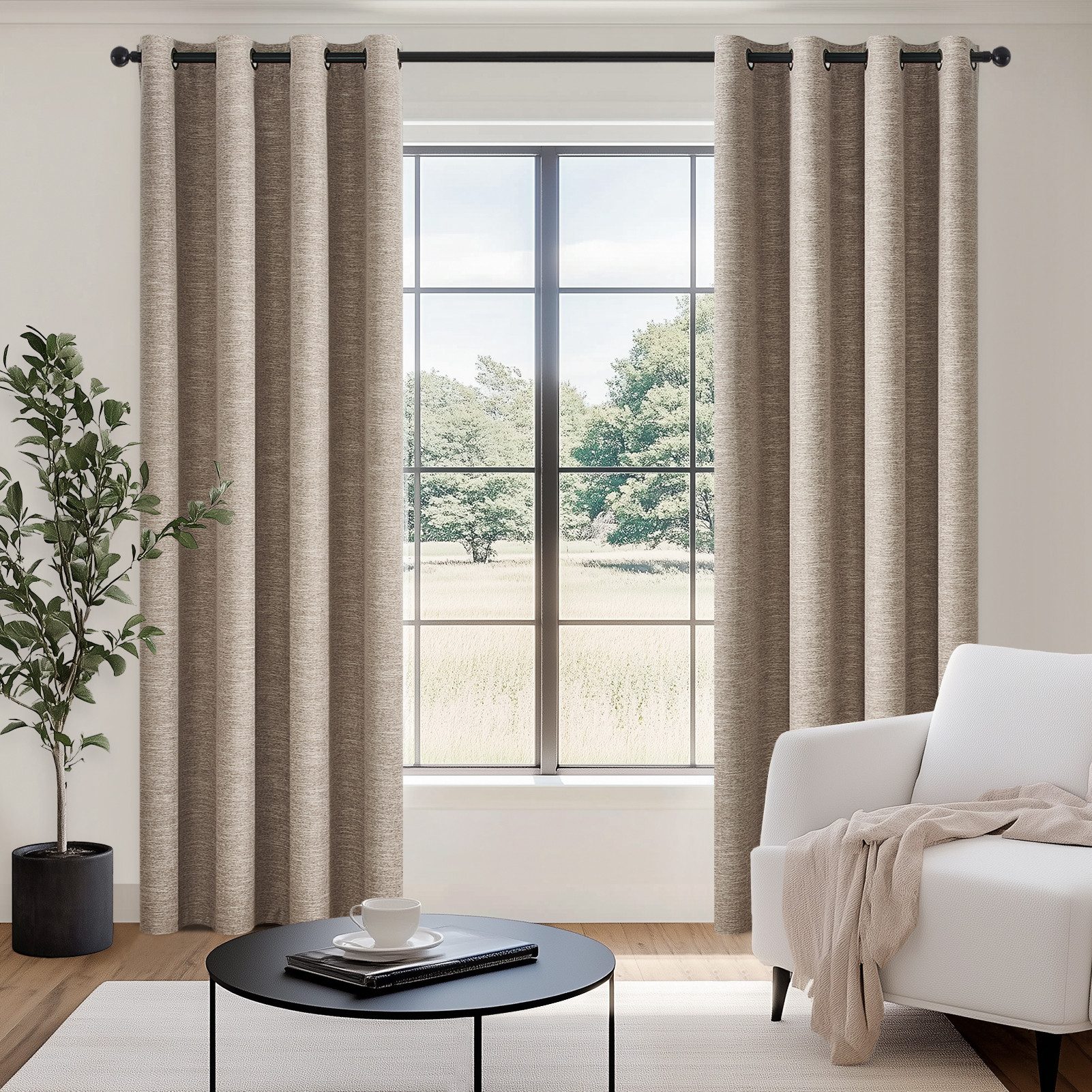 Topfinel Gardine mit ösen leinen verdunkelungsvorhang thermo 2er set wohnzi günstig online kaufen