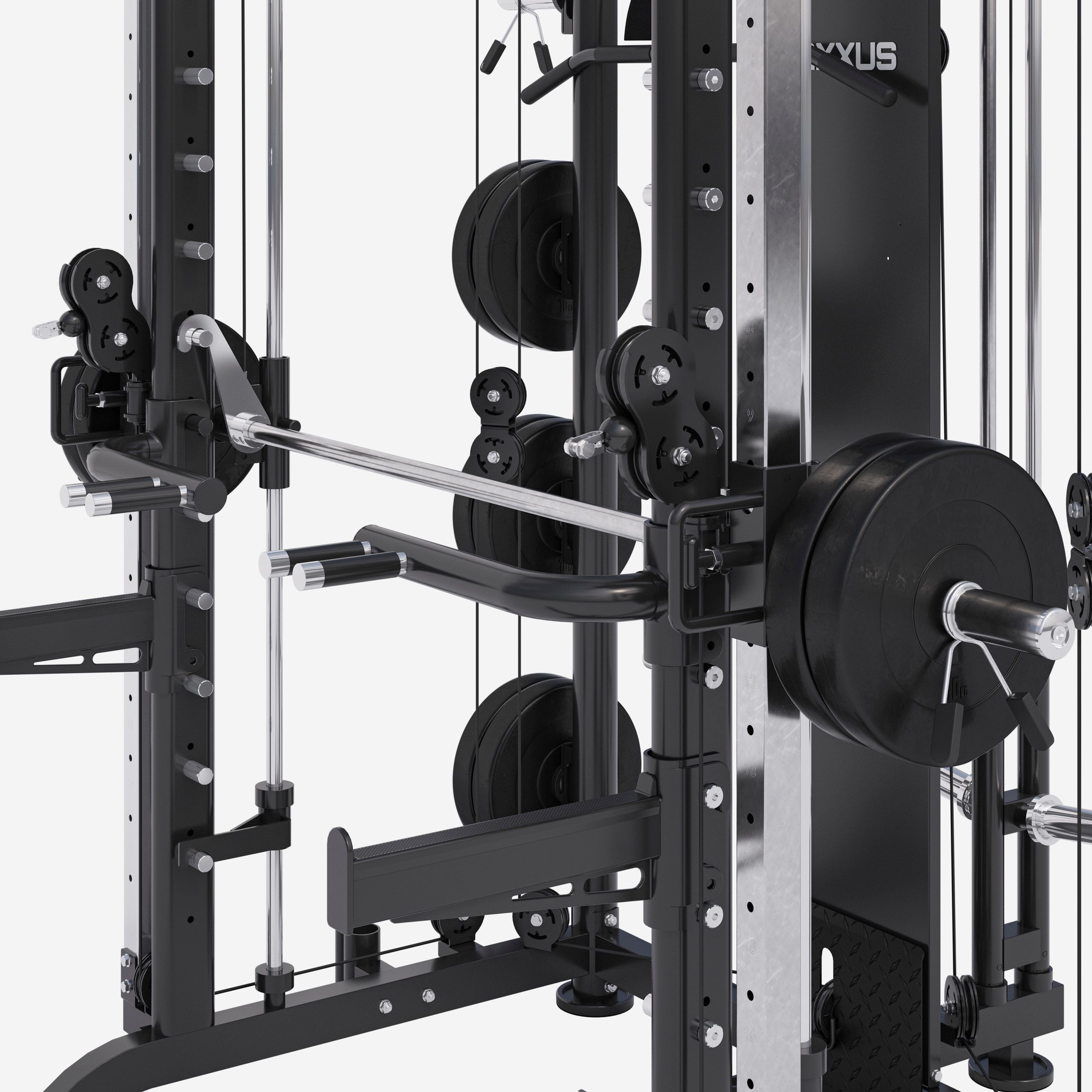 MAXXUS Multipresse 10.1 Kraftstation, Power Rack, Smith Machine, Multistation, Power Cage, (1-tlg), mit Hantelbank, Klimmzug, bis 300 kg, Dip-Station, Kabelzug, Latzug