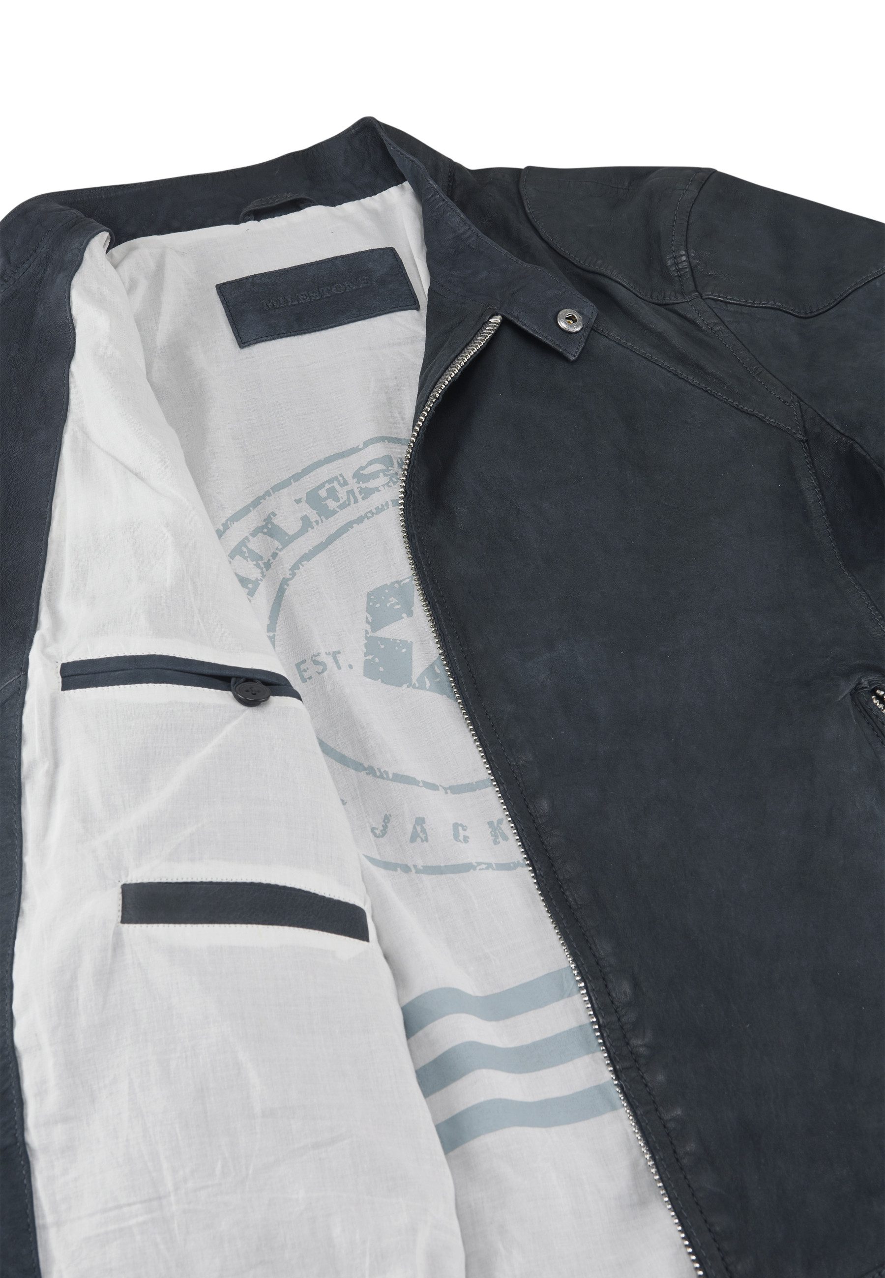 Milestone Lederjacke MSNevio Herren Bikerjacke Jacke Leder klassisch normale Passform
