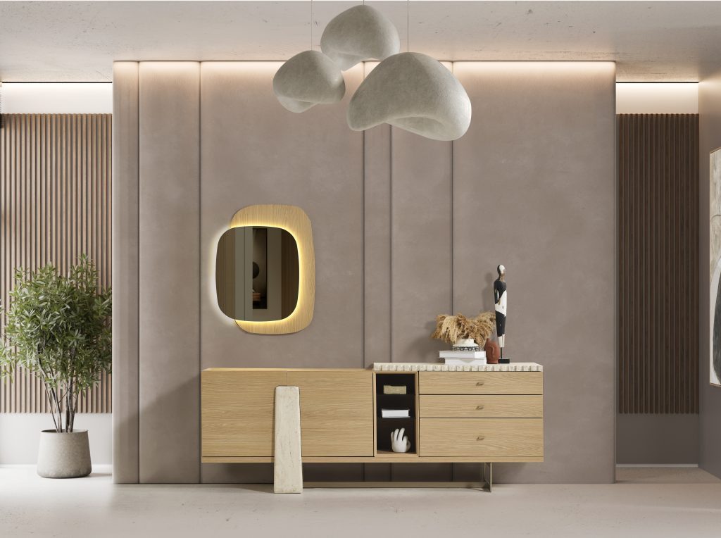JVmoebel Sideboard Esszimmer Kommode mit Spiegel aus Holz im modernen Design (1 St)