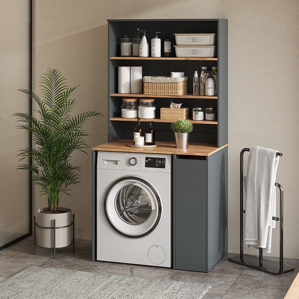 Vicco Waschmaschinenumbauschrank Viktor, Anthrazit/Goldkraft Eiche/Goldkraf günstig online kaufen