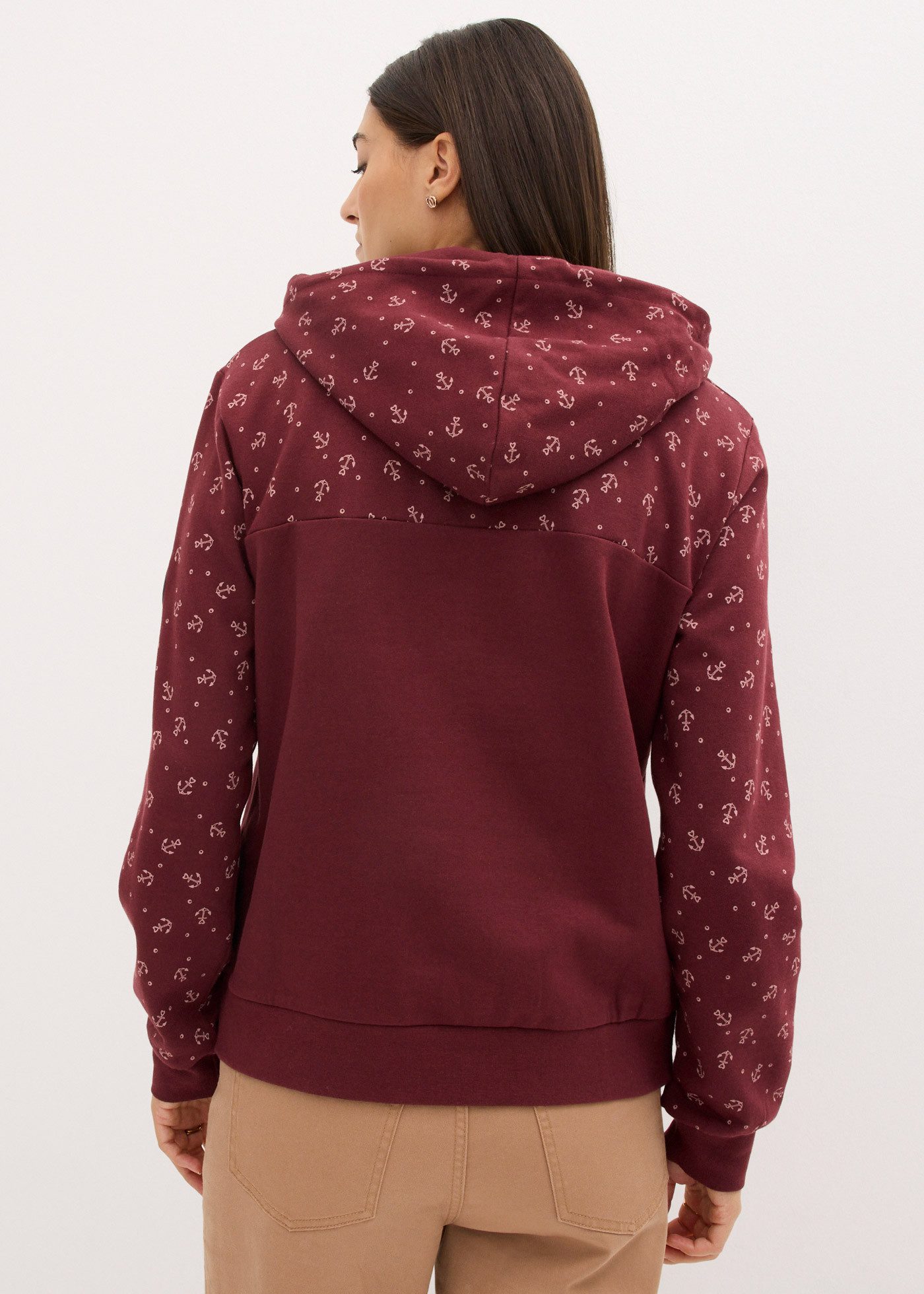 bonprix Hoodie lässig geschnittene Passform, mit maritimem Muster und Anker-Motiven